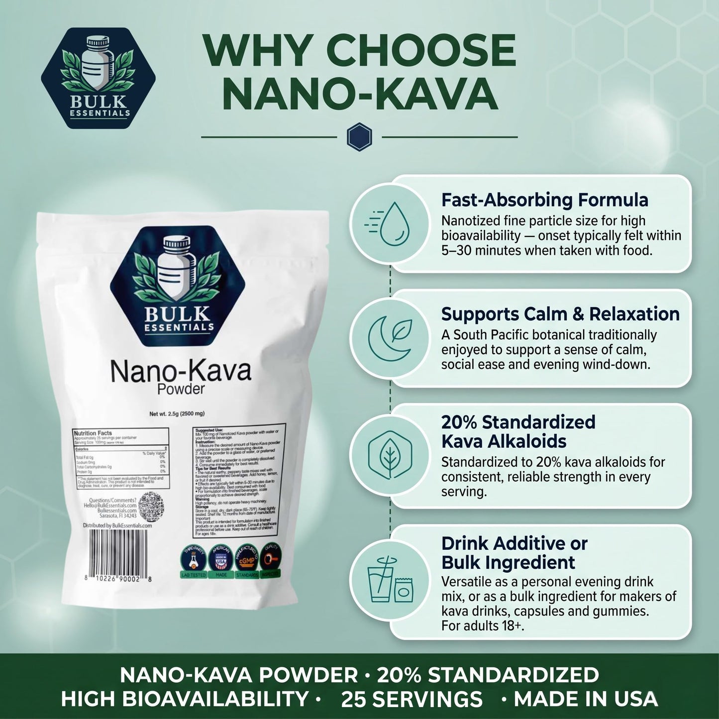 Bulk Essentials Nano-Kava Powder, 0.08 oz