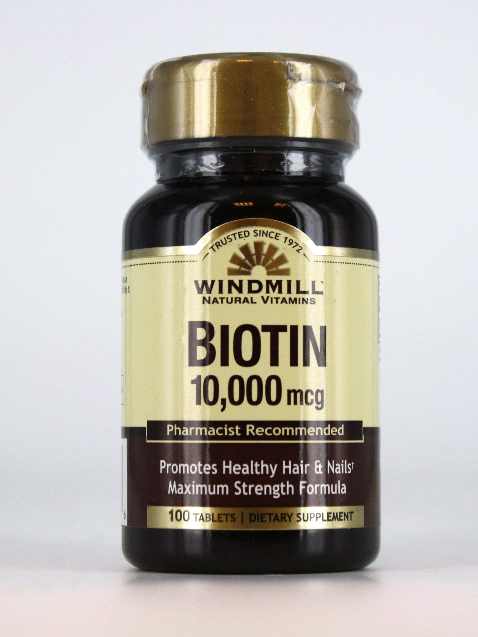 Windmill Biotin 10,000 mcg Tablet, 100 Tablets