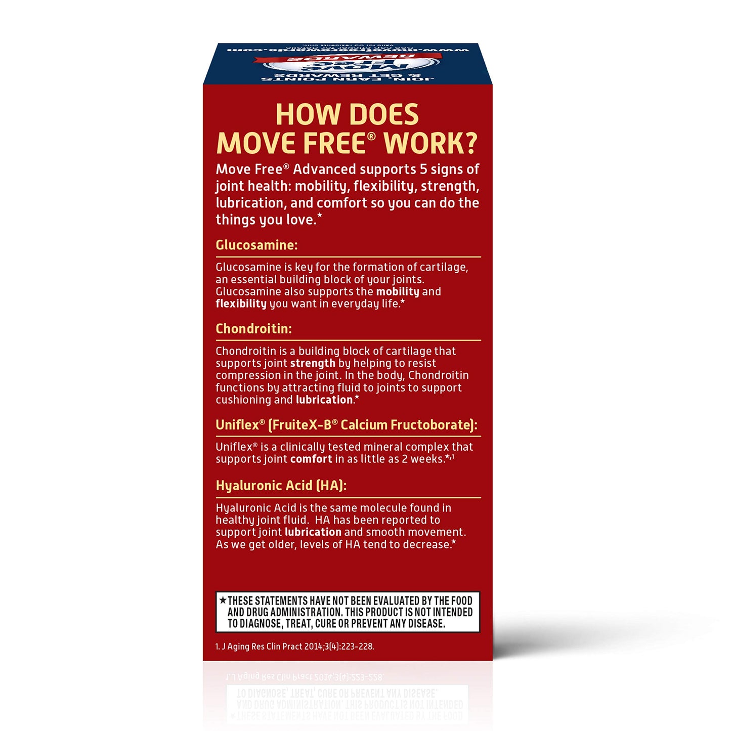 Move Free Triple Strength Glucosamine Chondroitin and Hyaluronic Acid Joint Supplement Tablet, 80 Count
