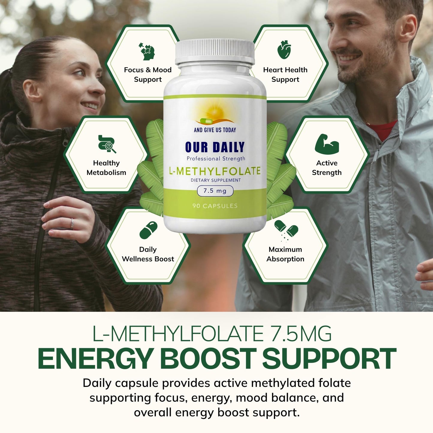Our Daily Vites L-Methylfolate 7.5mg – Active 5-MTHF Methylated Folate Supplement for Brain Health, Focus & Mood Support, 90 Capsules