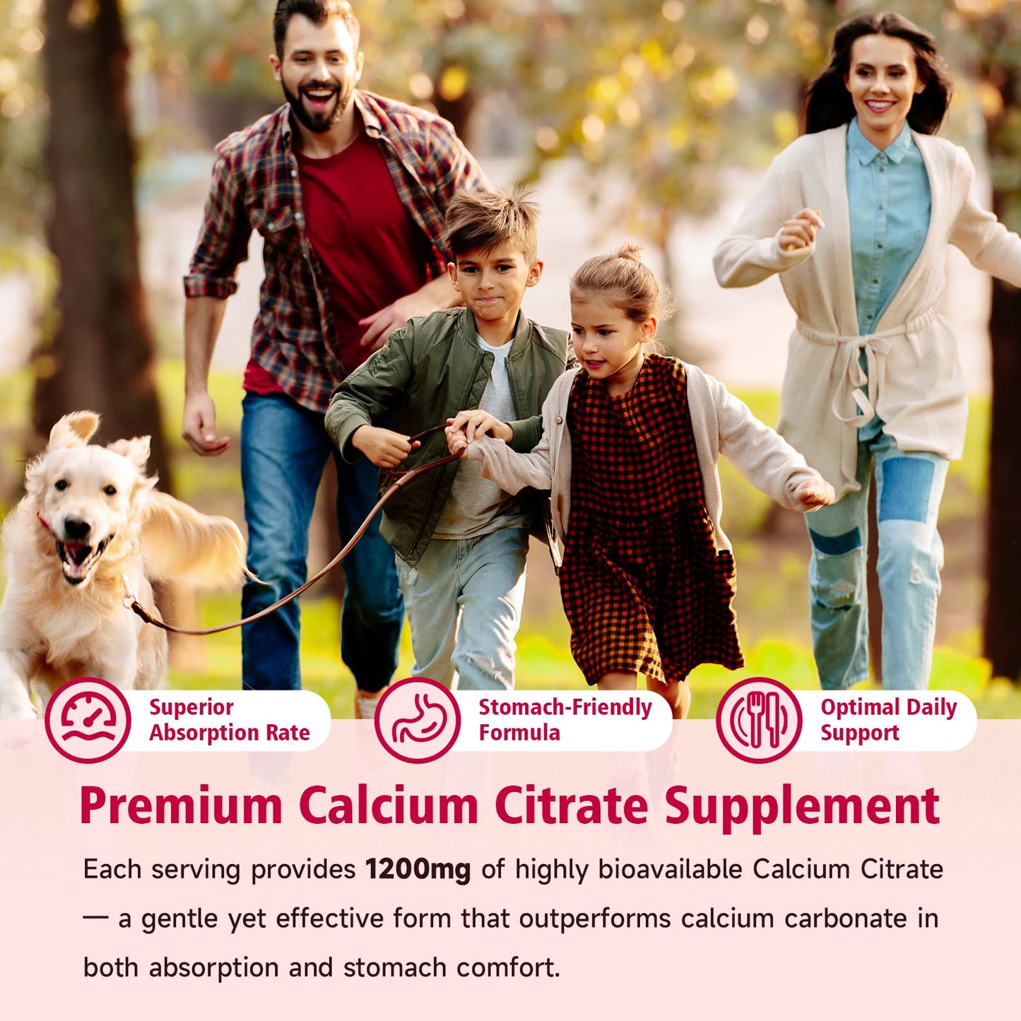 BVIVLOO High Absorption Calcium Citrate Gummies 1200mg, 60 Count