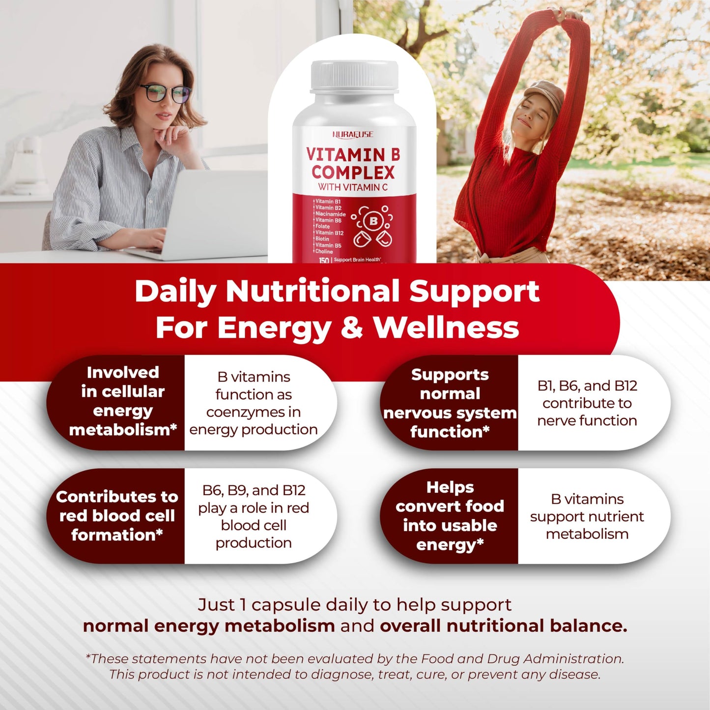 NURAFUSE Vitamin B Complex Capsule, 150 Count