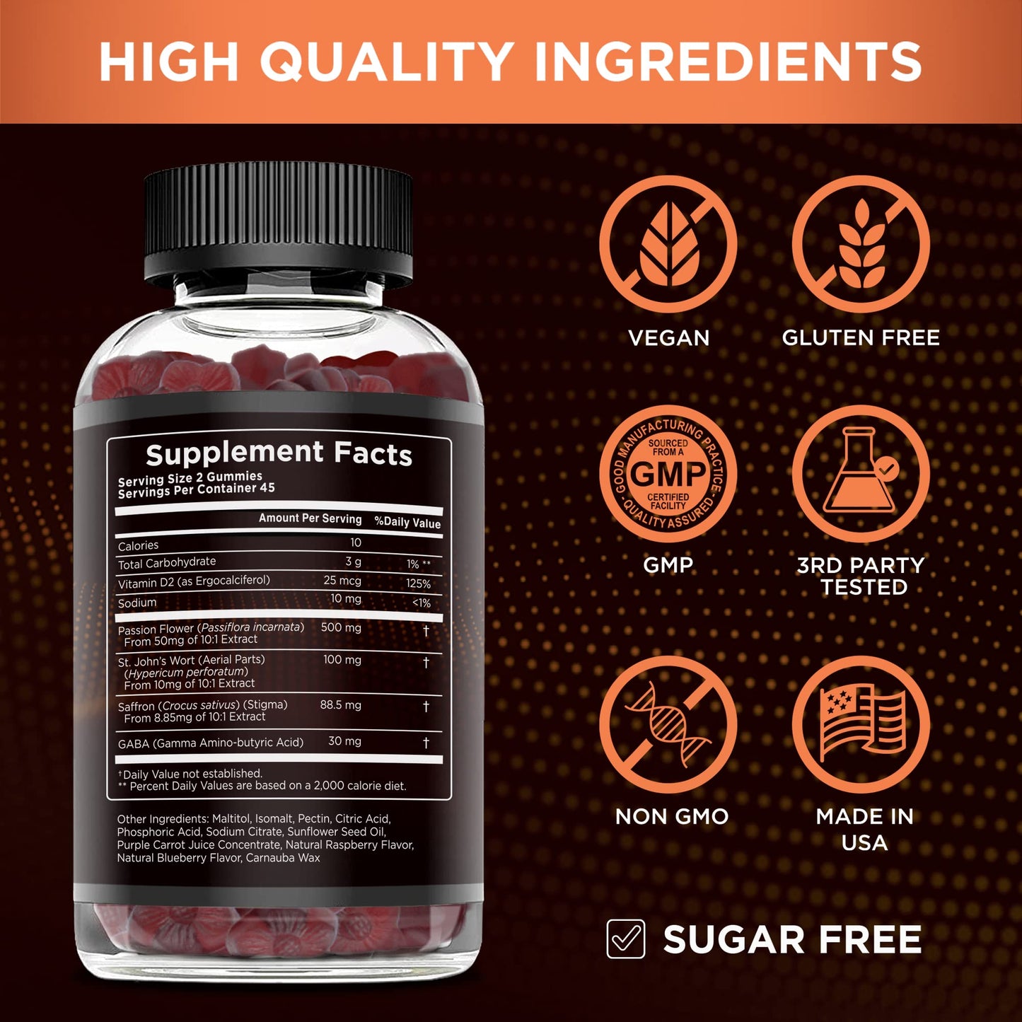 Effective Nutra Saffron Gummies for Adults, 88.5 mg, 5-in-1, 90 Count