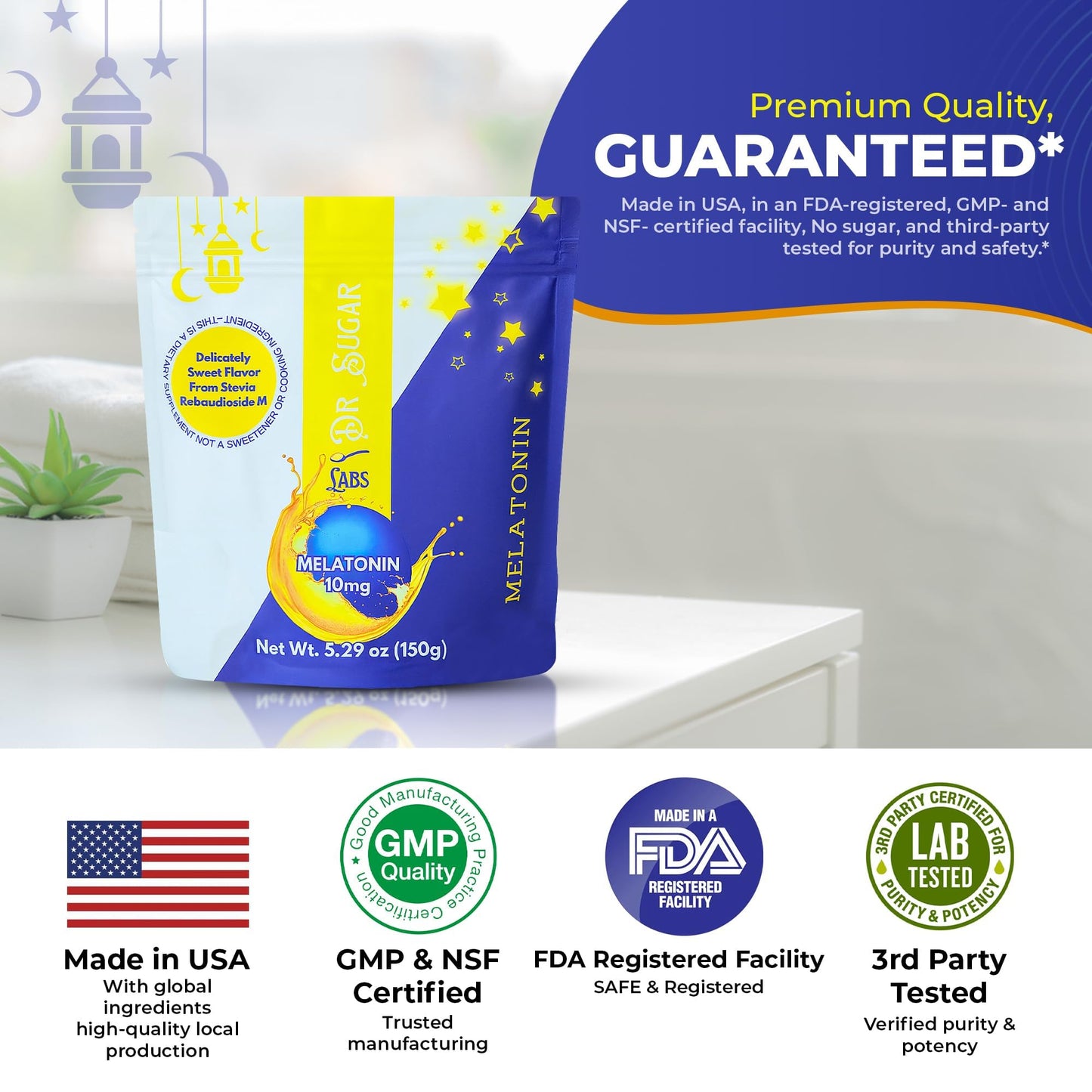 Dr Sugar Labs Powerful Sleep Aid Sweet Melatonin Blend Powder 5.29 Ounce