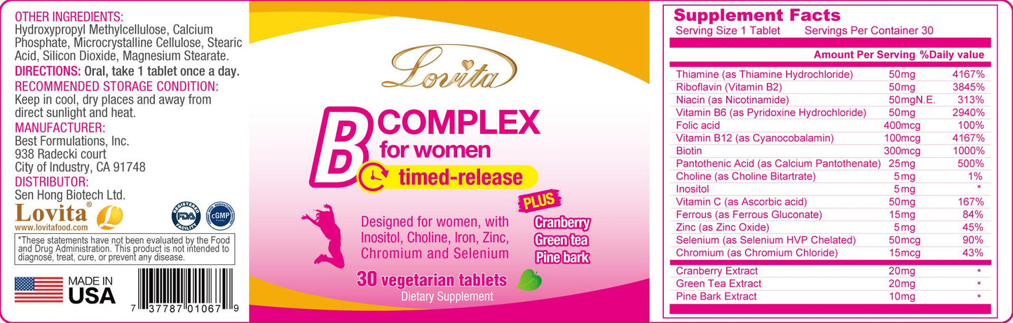 LOVITA Vitamin B Complex Tablets, 90 Count