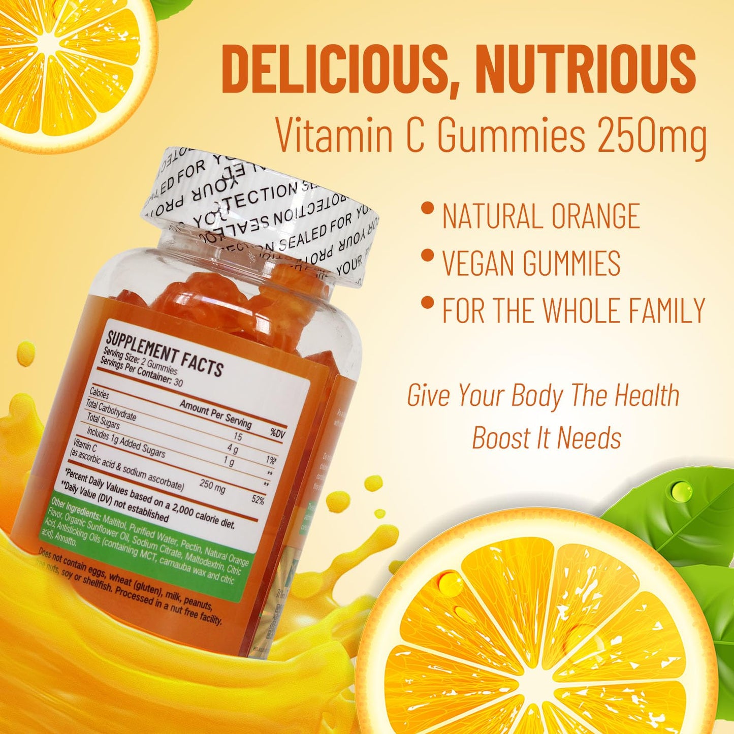 Wins Town Vitamin C Gummies 250mg, 60 Count