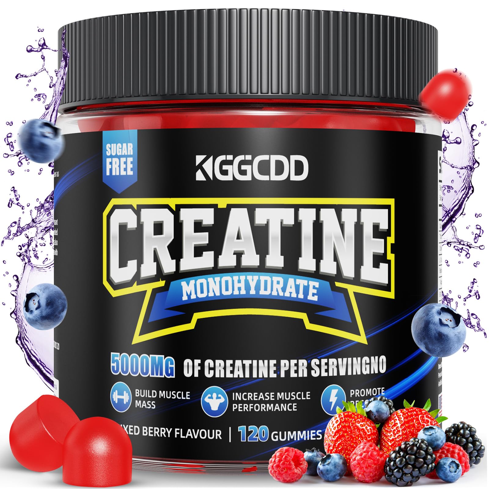 KGGCDD Creatine Monohydrate Gummies, 5,000mg, 120 Count