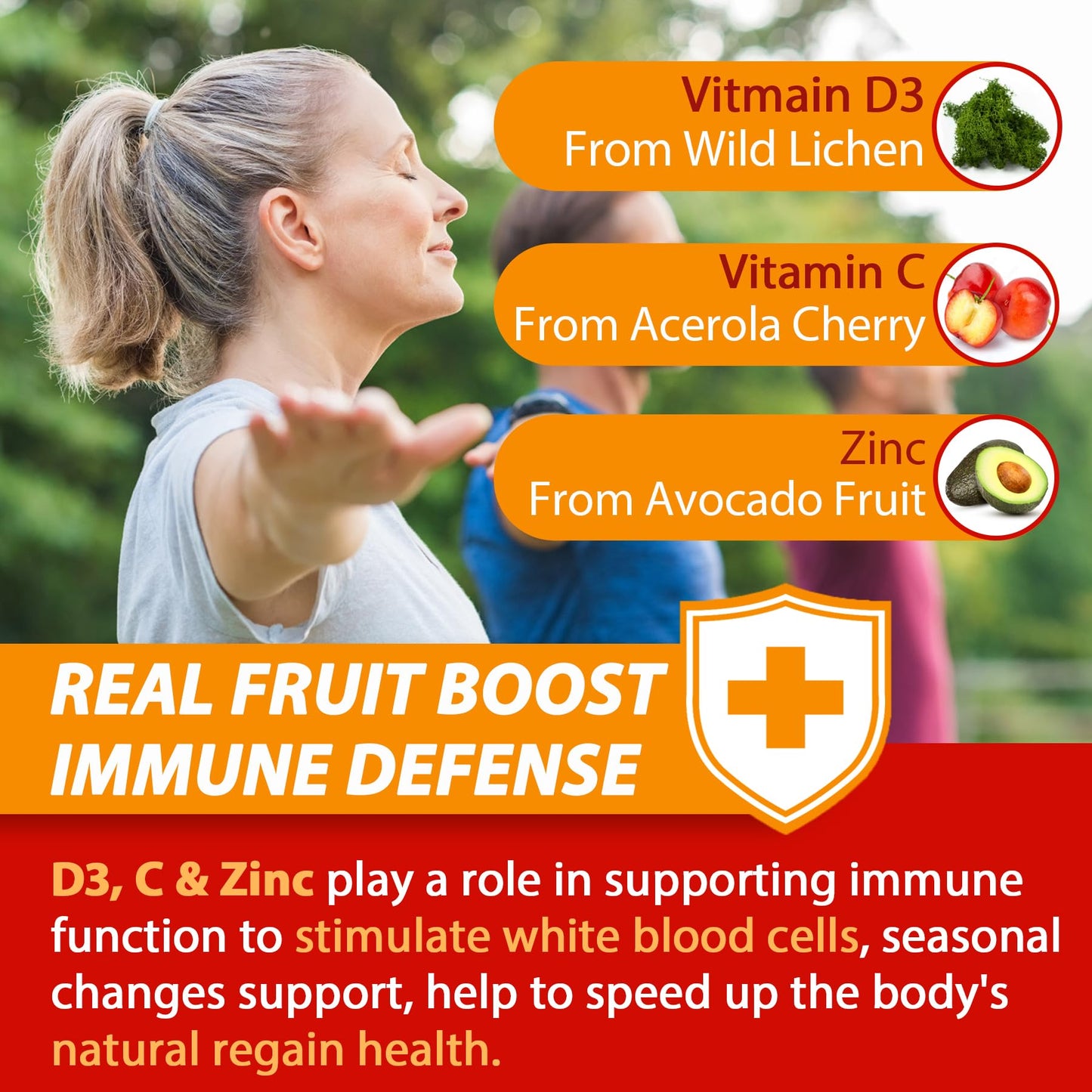 Nextdia Sugar Free C + D3 + Zinc Immune Gummies + Sugar Free CoQ10 200mg Filled Gummies, 180 Gummies