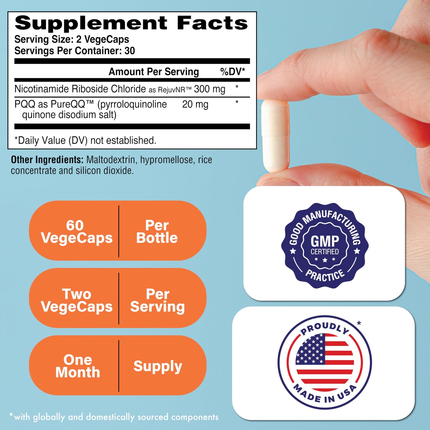 Health Thru Nutrition NAD+ Activator NR with PQQ Capsules, 60 Capsules