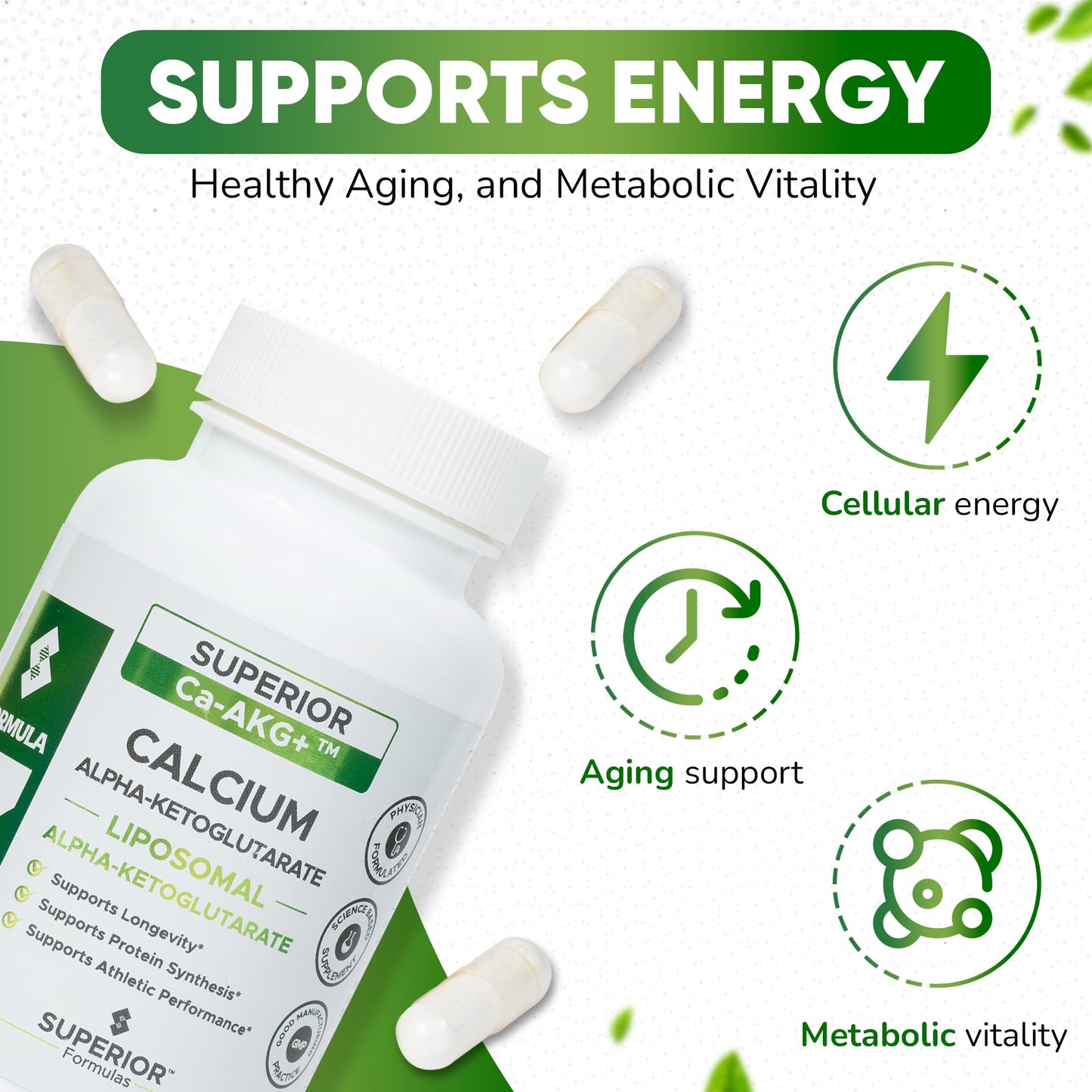 Superior Formulas LLC Liposomal Alpha-Ketoglutarate (AKG) 1100 mg – 60 Vegetarian Capsules