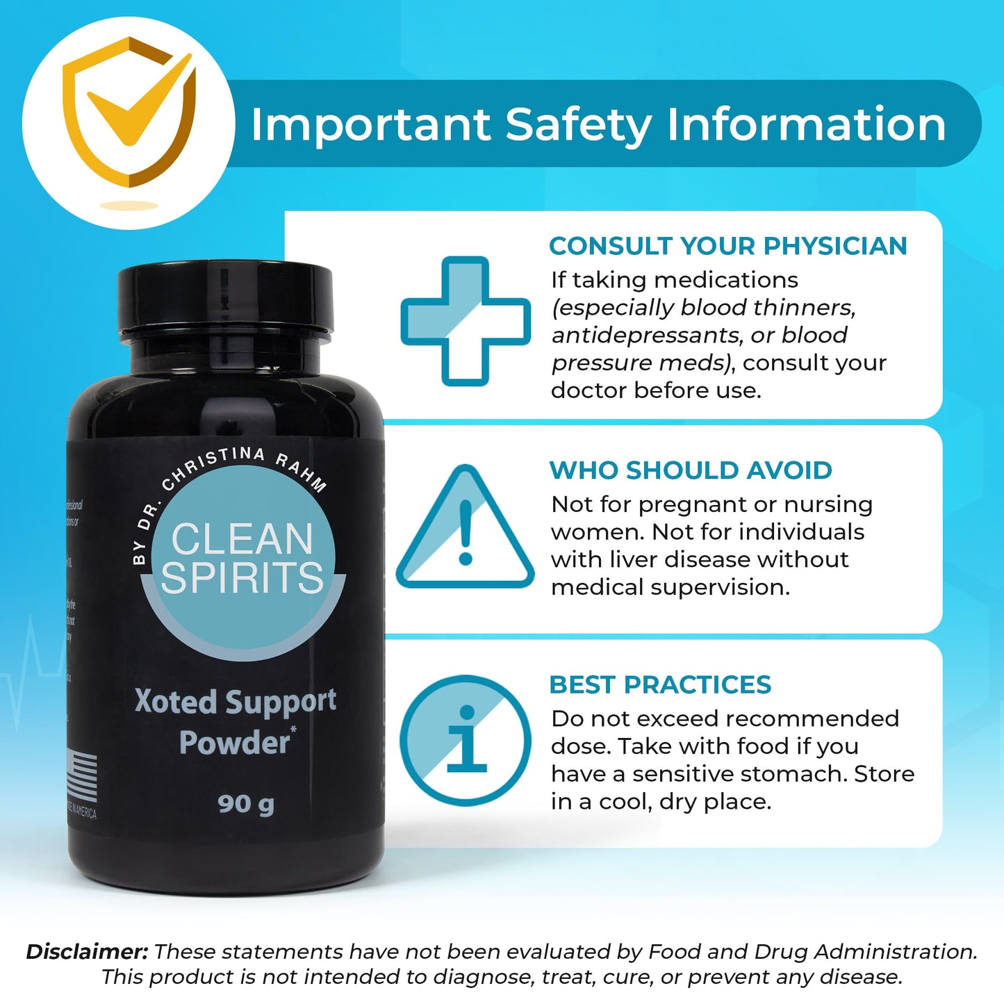 CLEAN SPIRITS BY DR. CHRISTINA RAHM Xoted Support Powder for Hangover Relief & Liver Support, 3.17 Ounce