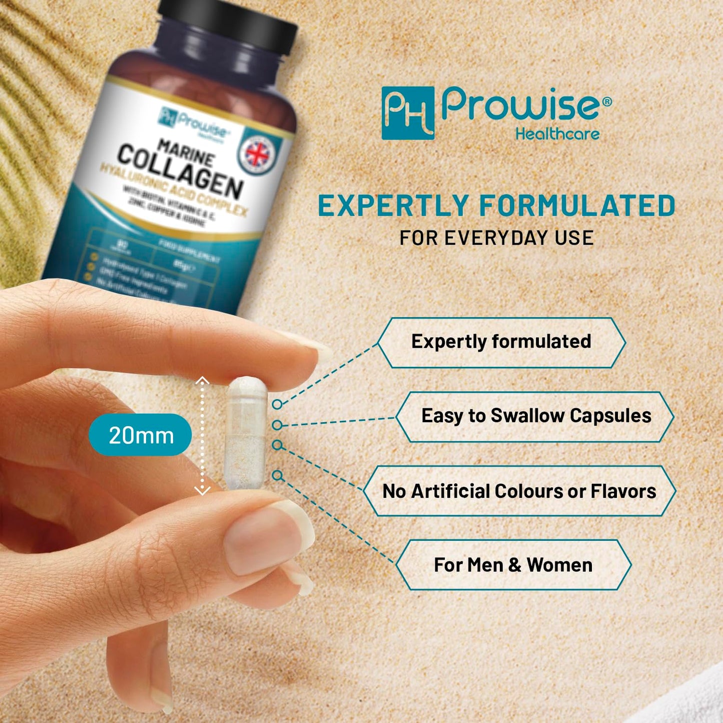 PH PROWISE Healthcare Marine Collagen with Hyaluronic Acid 1100mg, 90 Capsules