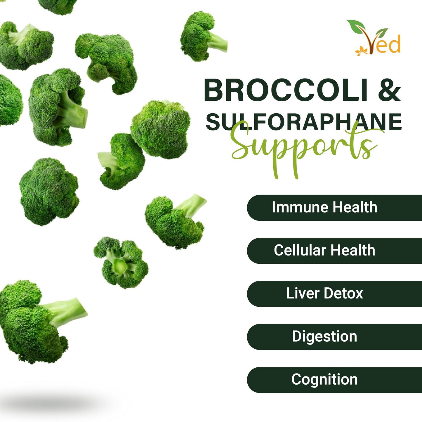 Ved Broccoli Sulforaphane 550 mg Capsules, 90 Count