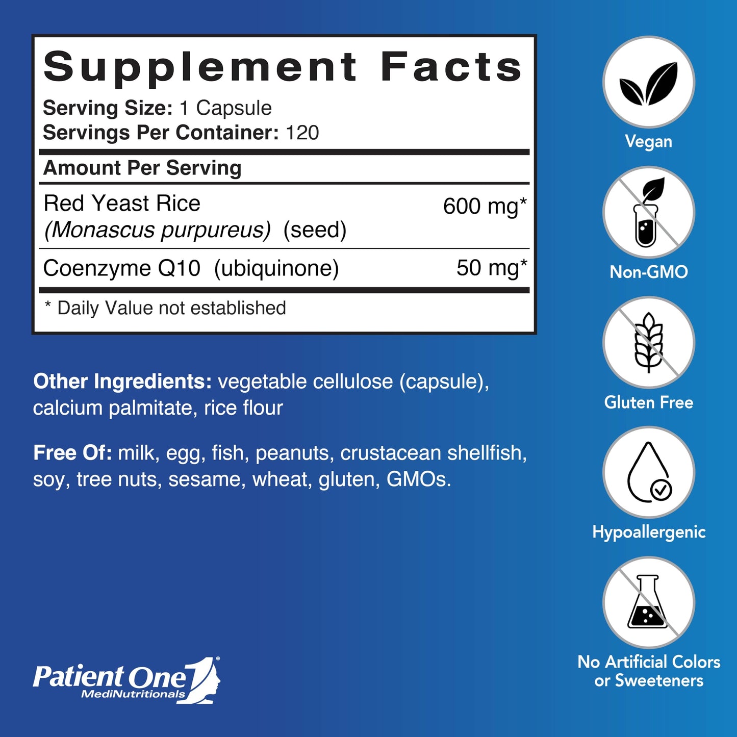 Patient One Red Yeast Rice with CoQ10 120 Capsules