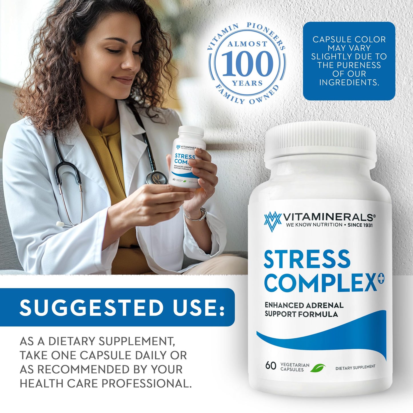 Vitaminerals 39 Stress Complex Adrenal Support Capsules 60