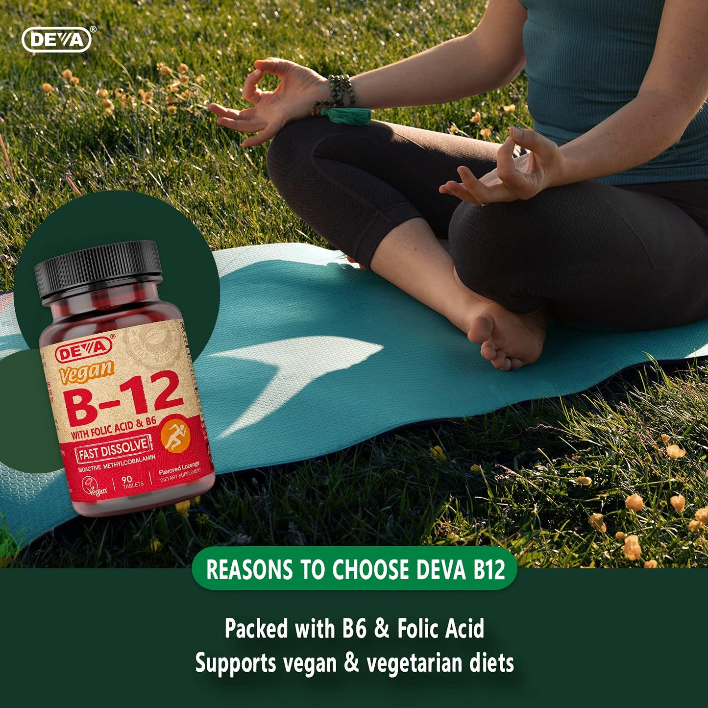 DEVA Vegan Vitamin B12 Fast Dissolve Supplement 180 Tablets