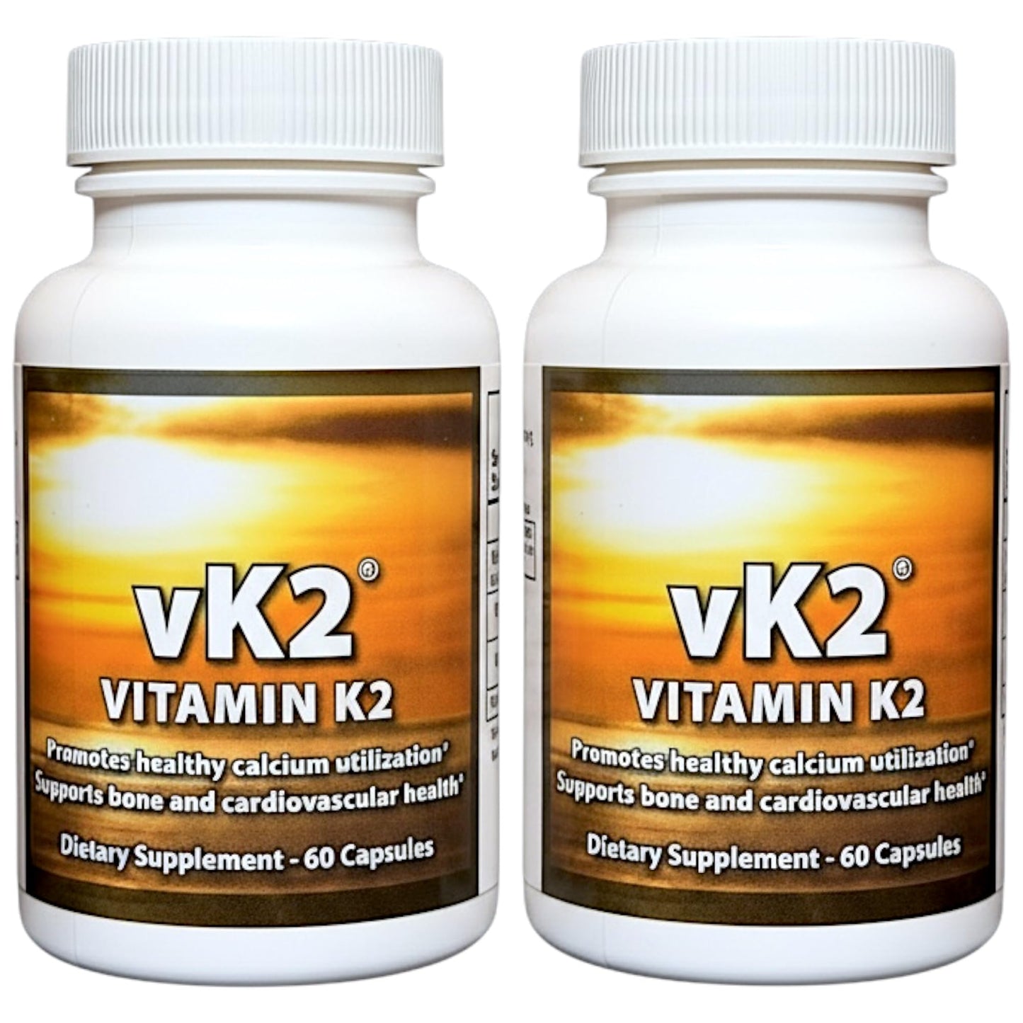 vK2 Vitamin Supplement MK-4 + MK-7 – Supports Bone & Cardiovascular Health – D3 Companion – 60 Capsules