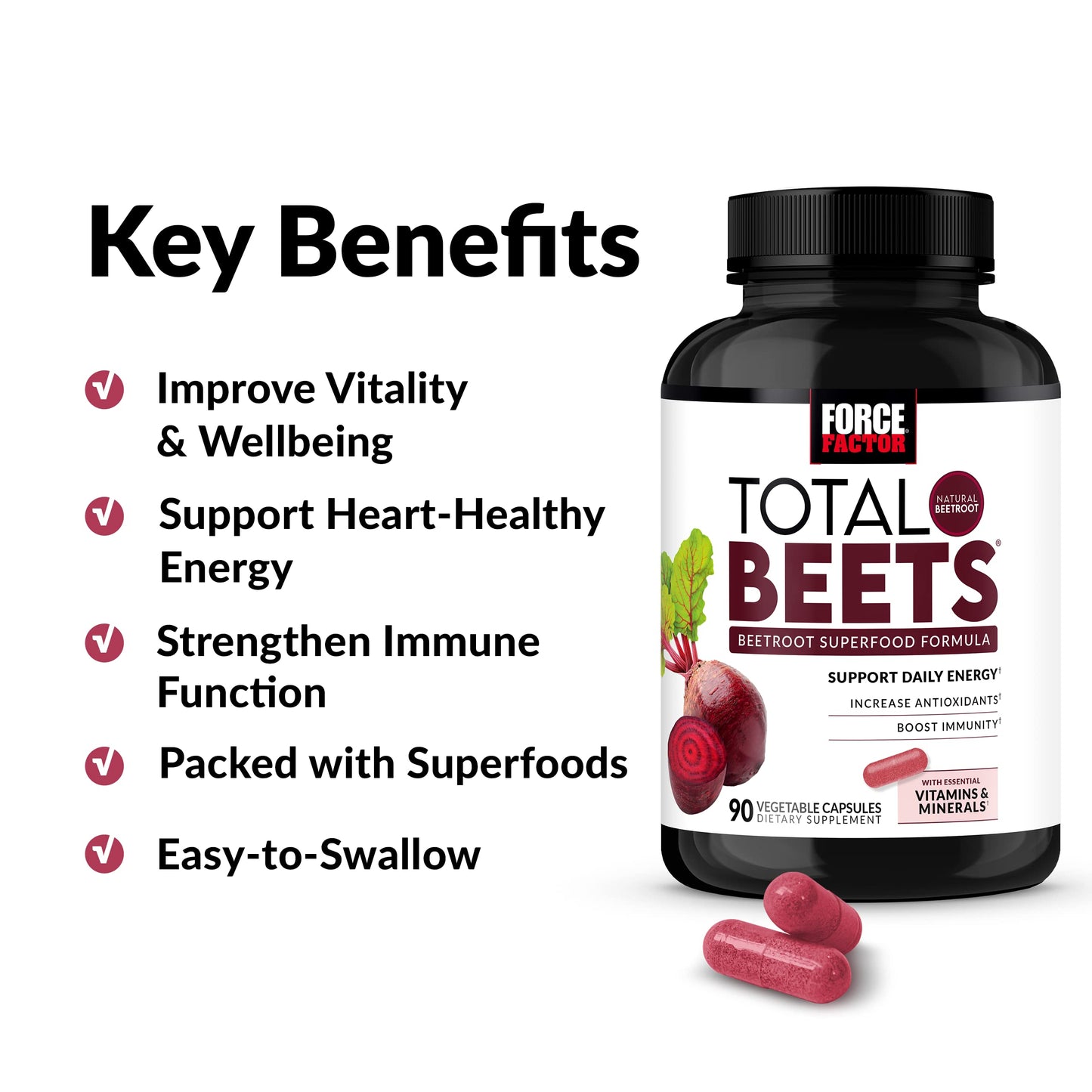 Force Factor Smarter Greens Tablets with 25+ Superfoods and Total Beets Beetroot Superfood Formula Bundle – 180 Count