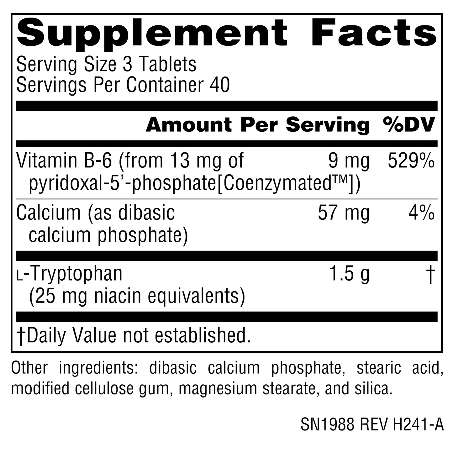 Source Naturals L-Tryptophan with Coenzyme B-6, 500mg Tablets, 120 Count