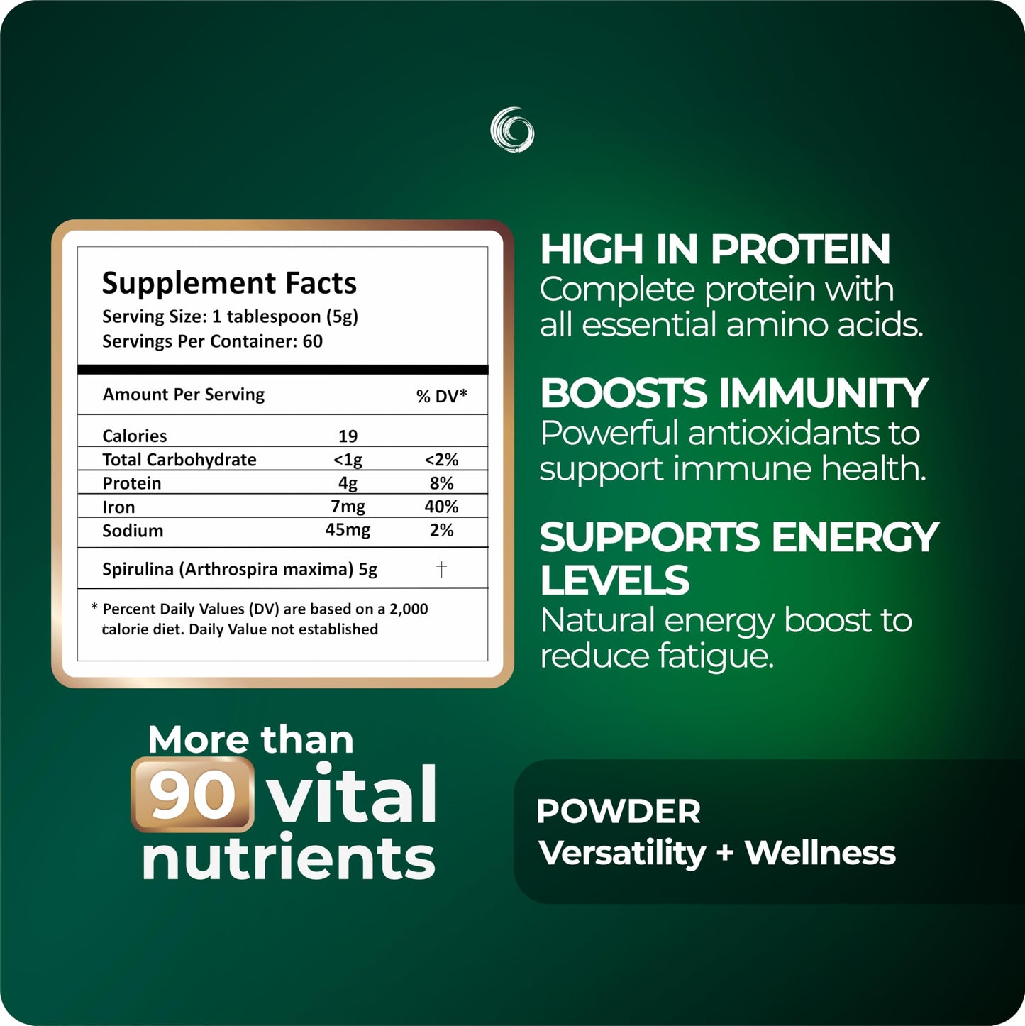 SpirulinaMater USDA Organic Spirulina Powder 10 oz