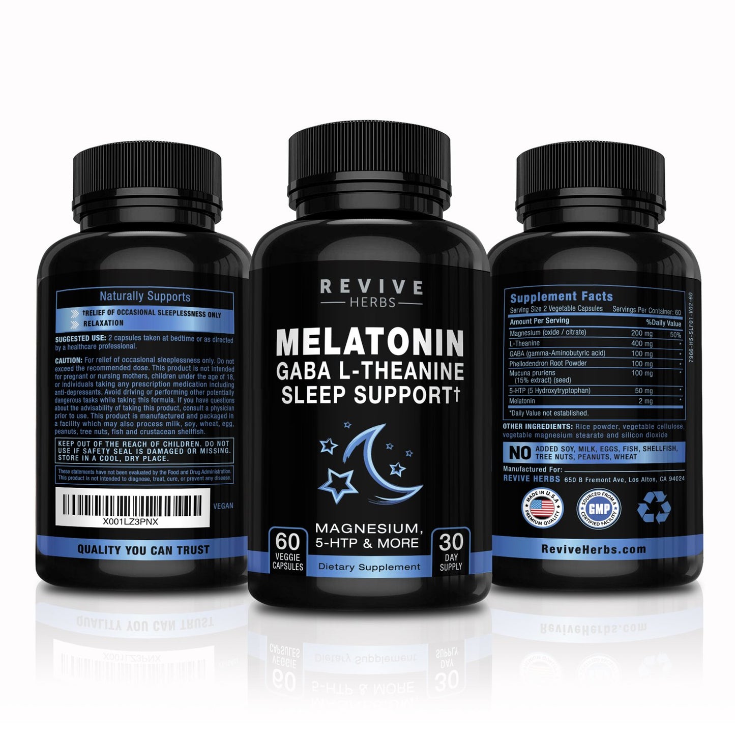 Revive Herbs Melatonin, GABA, L-Theanine 60 Capsules