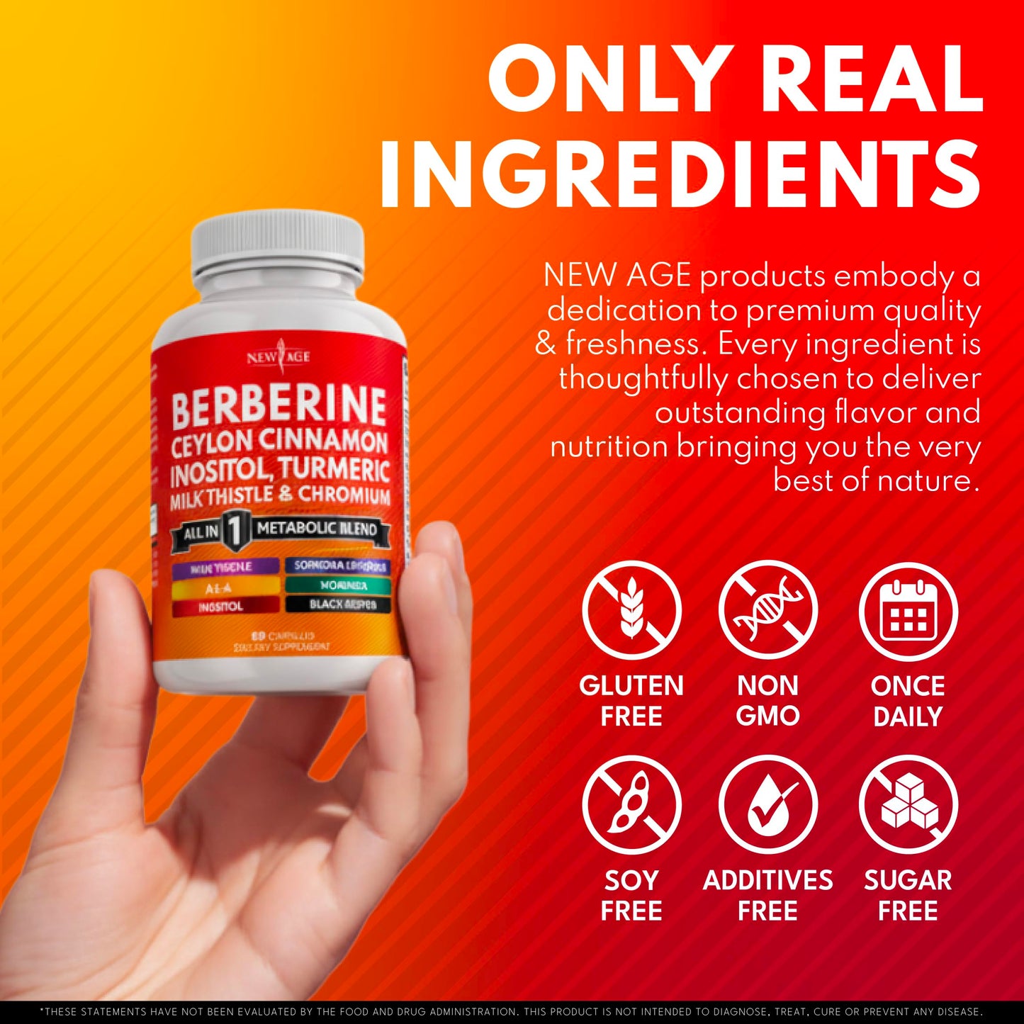 NEW AGE Berberine and Ceylon Cinnamon Supplement Capsules 60 Count