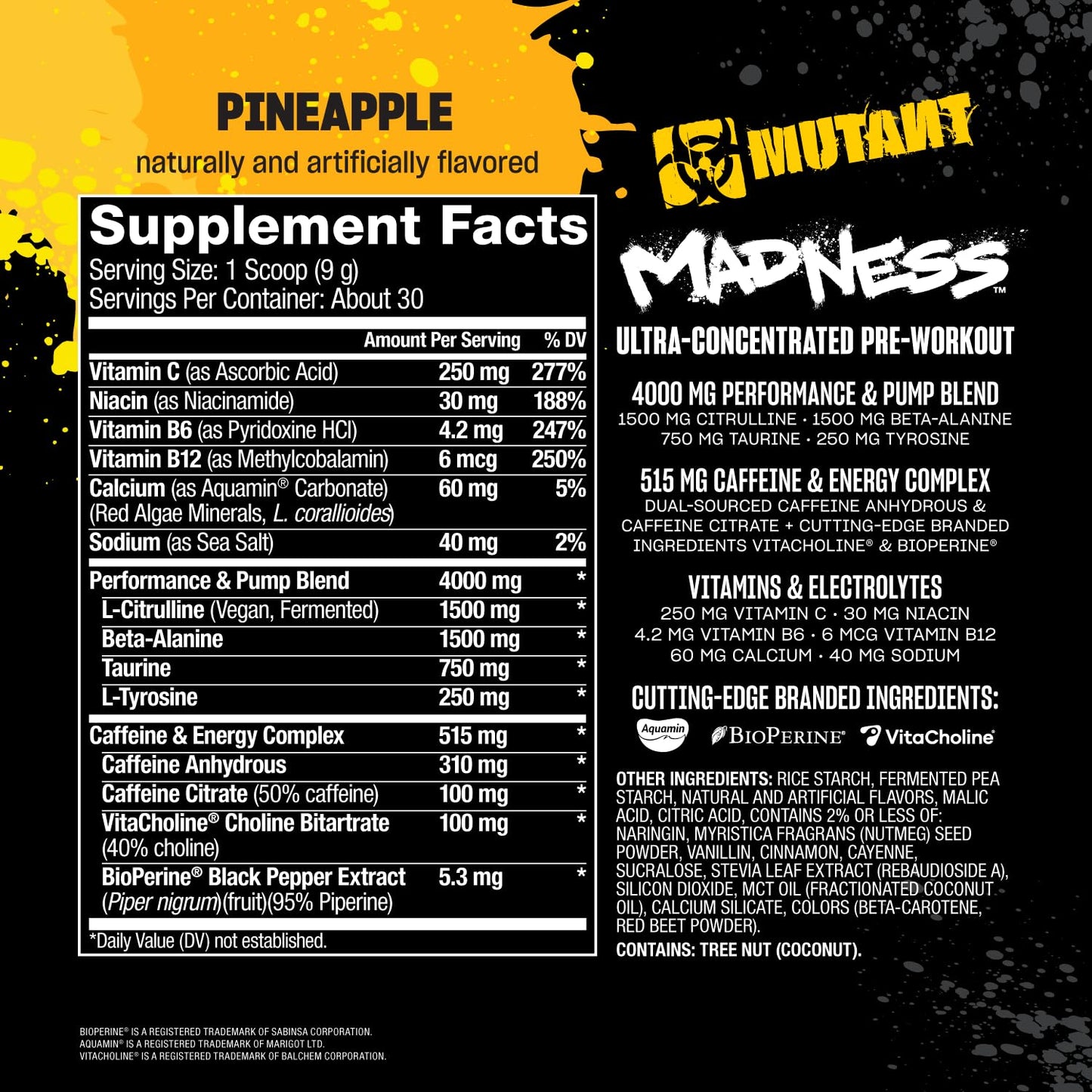 Mutant Madness Pre Workout Powder 9.52 Ounce
