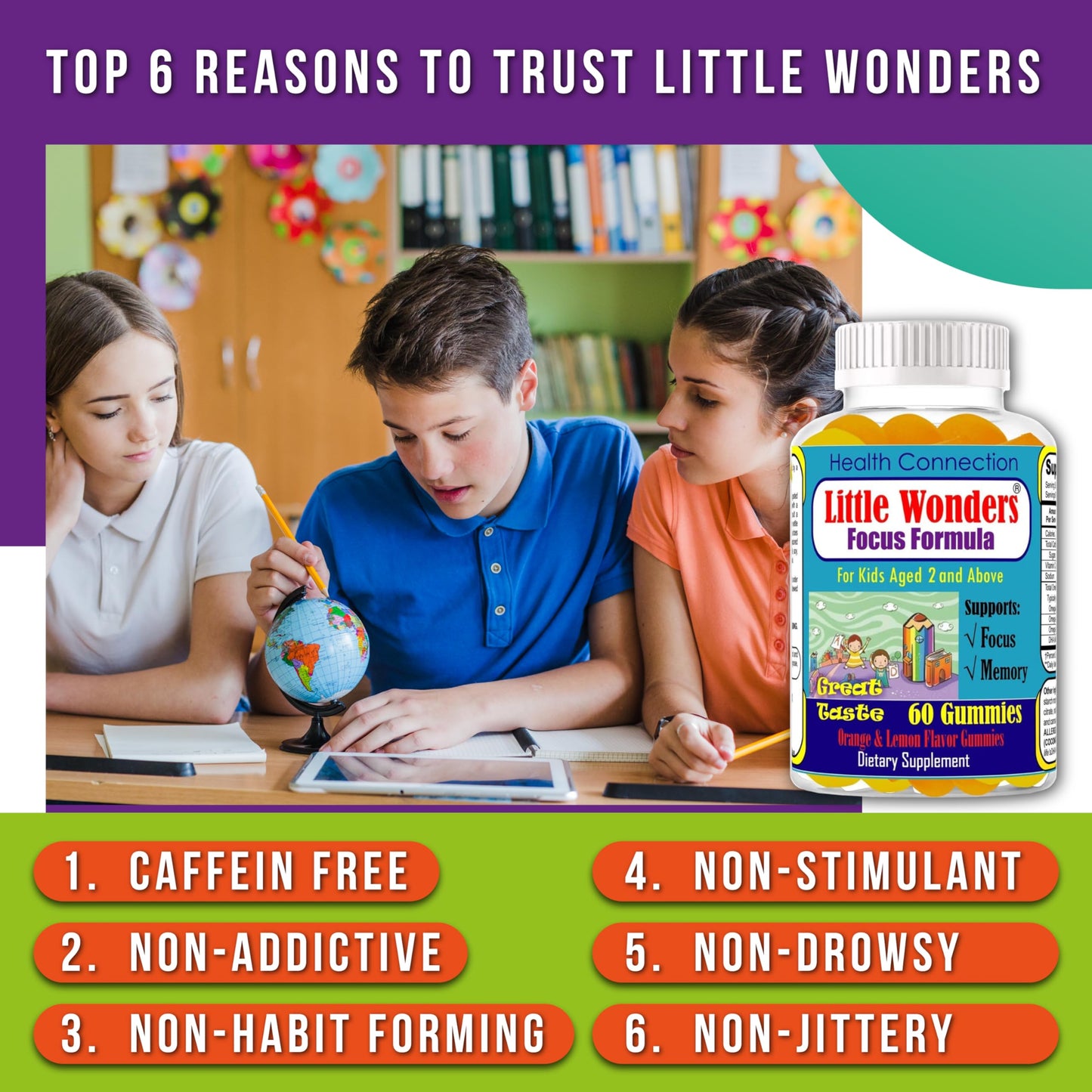 Celebrity LifeStyle Product Little Wonders Kids Omega 3 DHA Gummies Gummy 60 Count