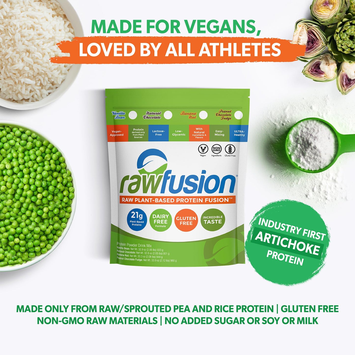 SAN Rawfusion Vegan Protein Powder Vanilla Bean 31.7 oz