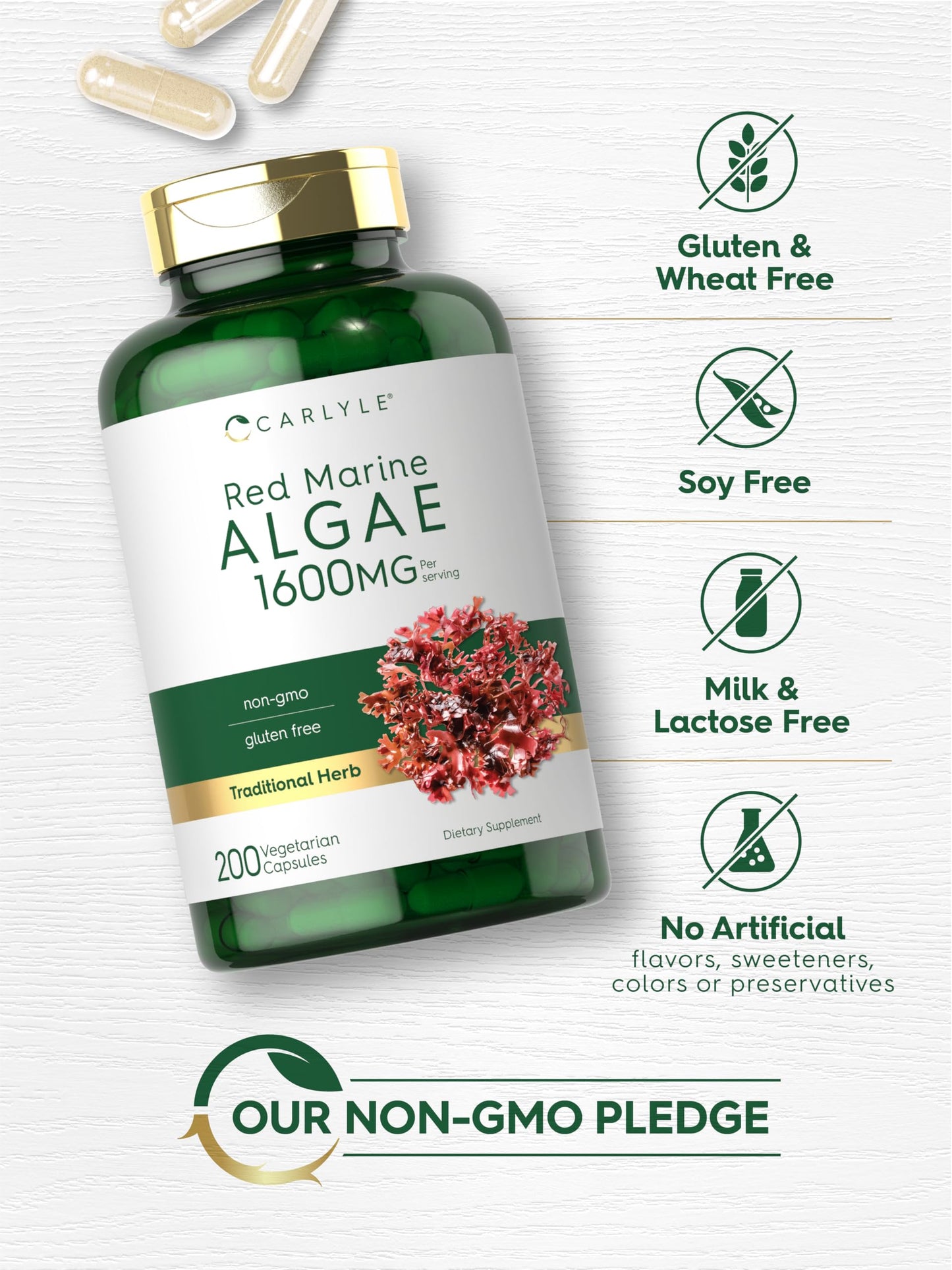 Carlyle Red Marine Algae 1600mg Capsule, 200 Count