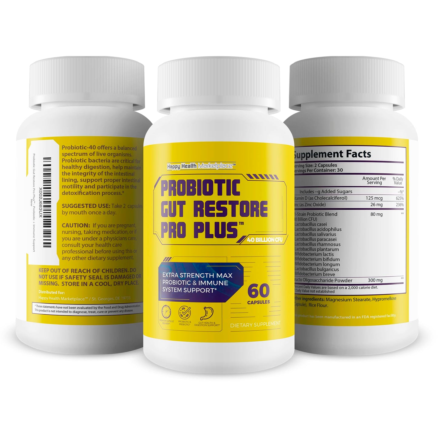 Happy Health Marketplace Probiotic Gut Restore Pro Plus Capsule 60 Count