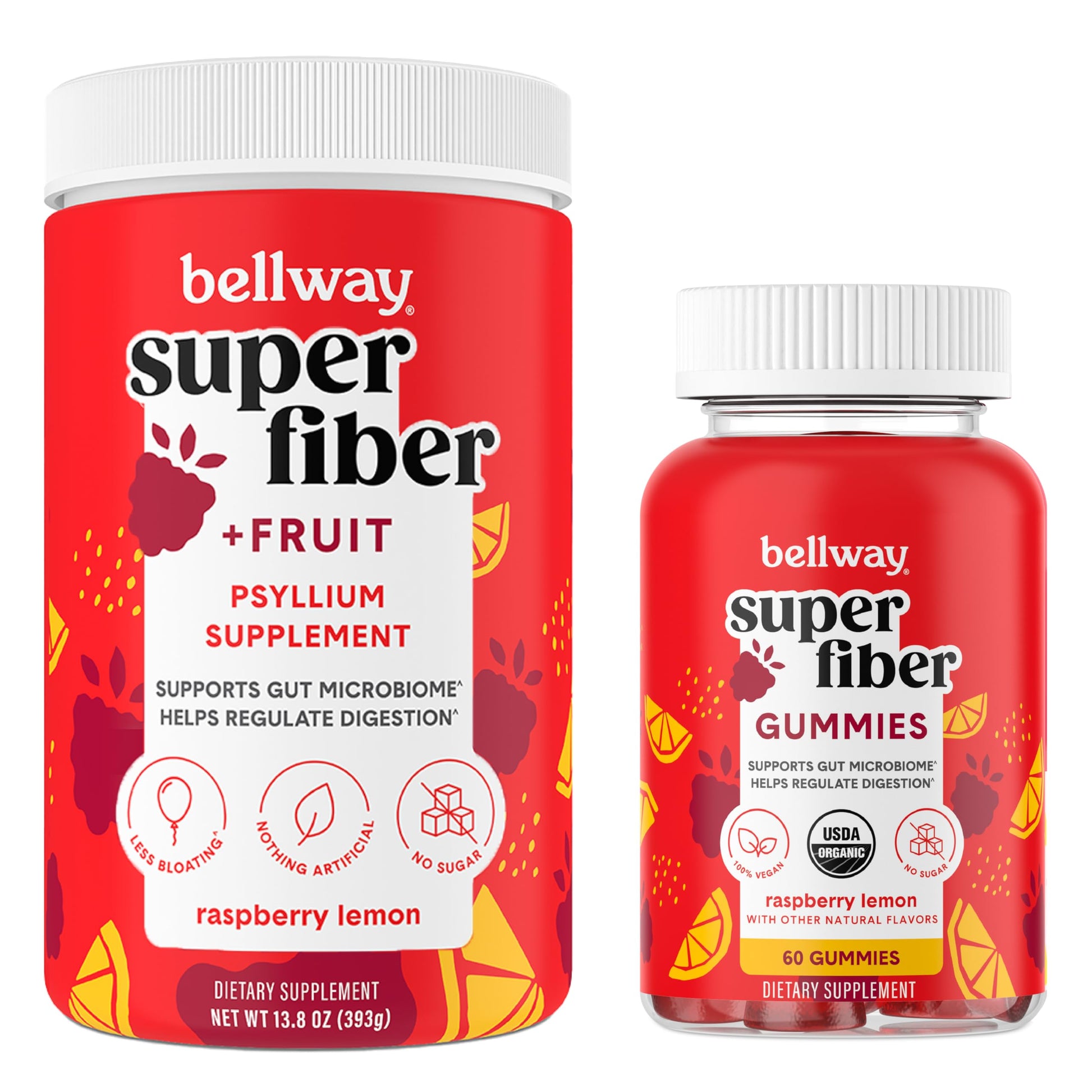 Bellway Super Fiber Powder + Fruit, Raspberry Lemon Super Fiber 2 Gummies