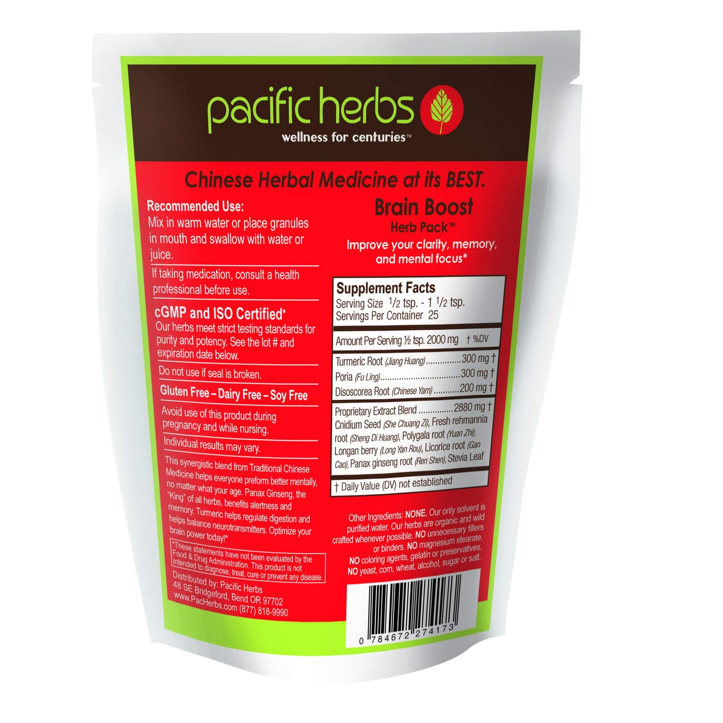 Pacific Herbs Natural Brain Supplement Herb Extract Capsule 1.75 Ounce