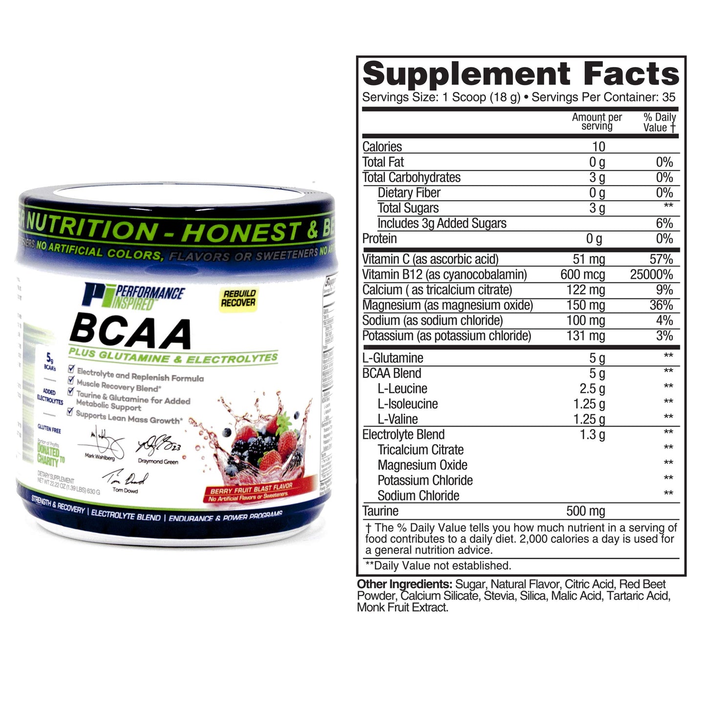 Performance Inspired BCAA Powder Berry Fruit Blast 22.24 oz