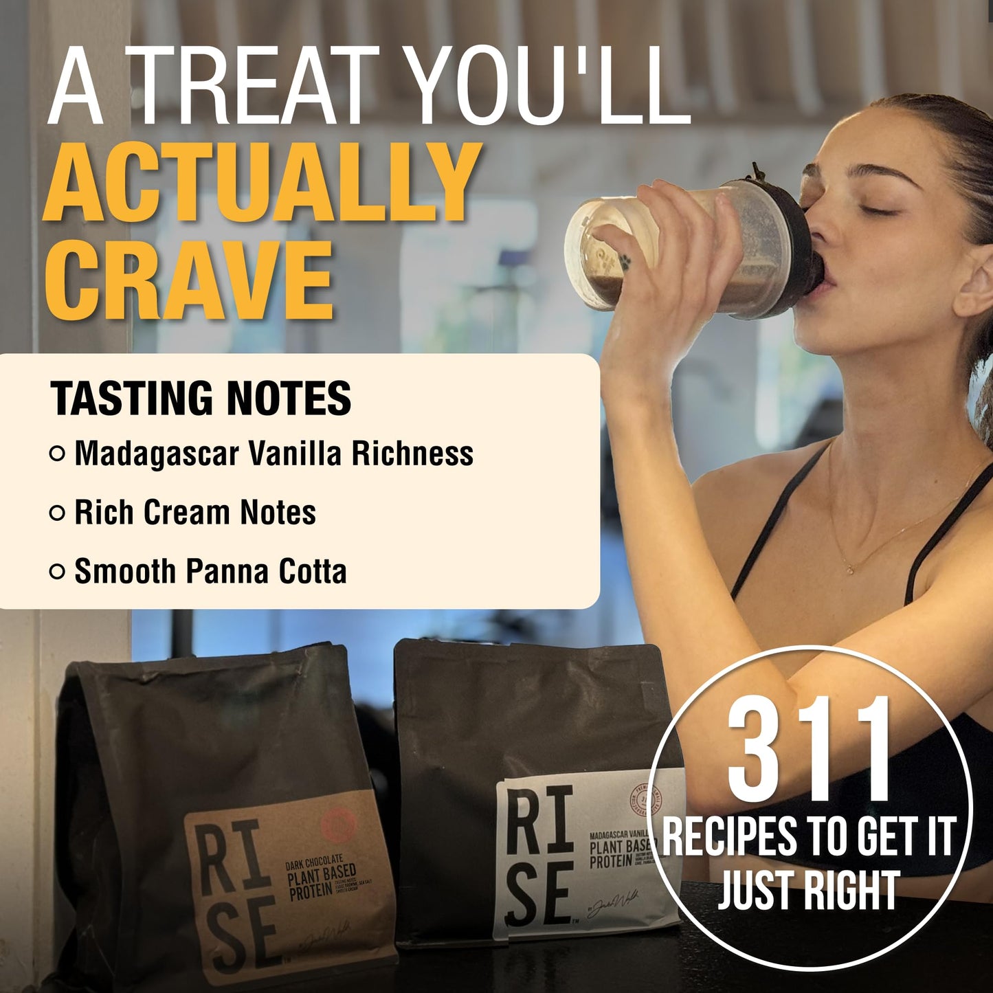 RISE311 Plant-Based Protein Powder for Men and Women, Madagascar Vanilla, 23 Servings