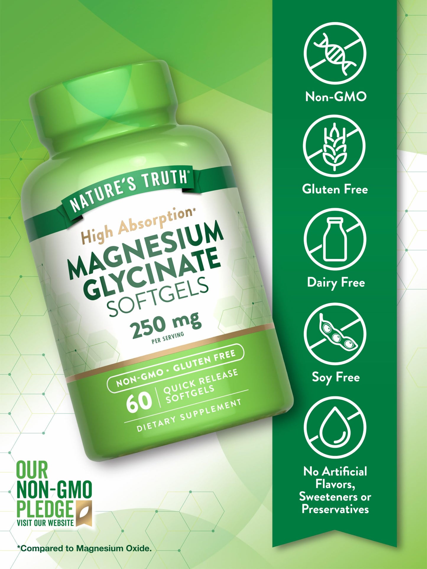 Nature's Truth Magnesium Glycinate 250mg Softgels, 60 Count