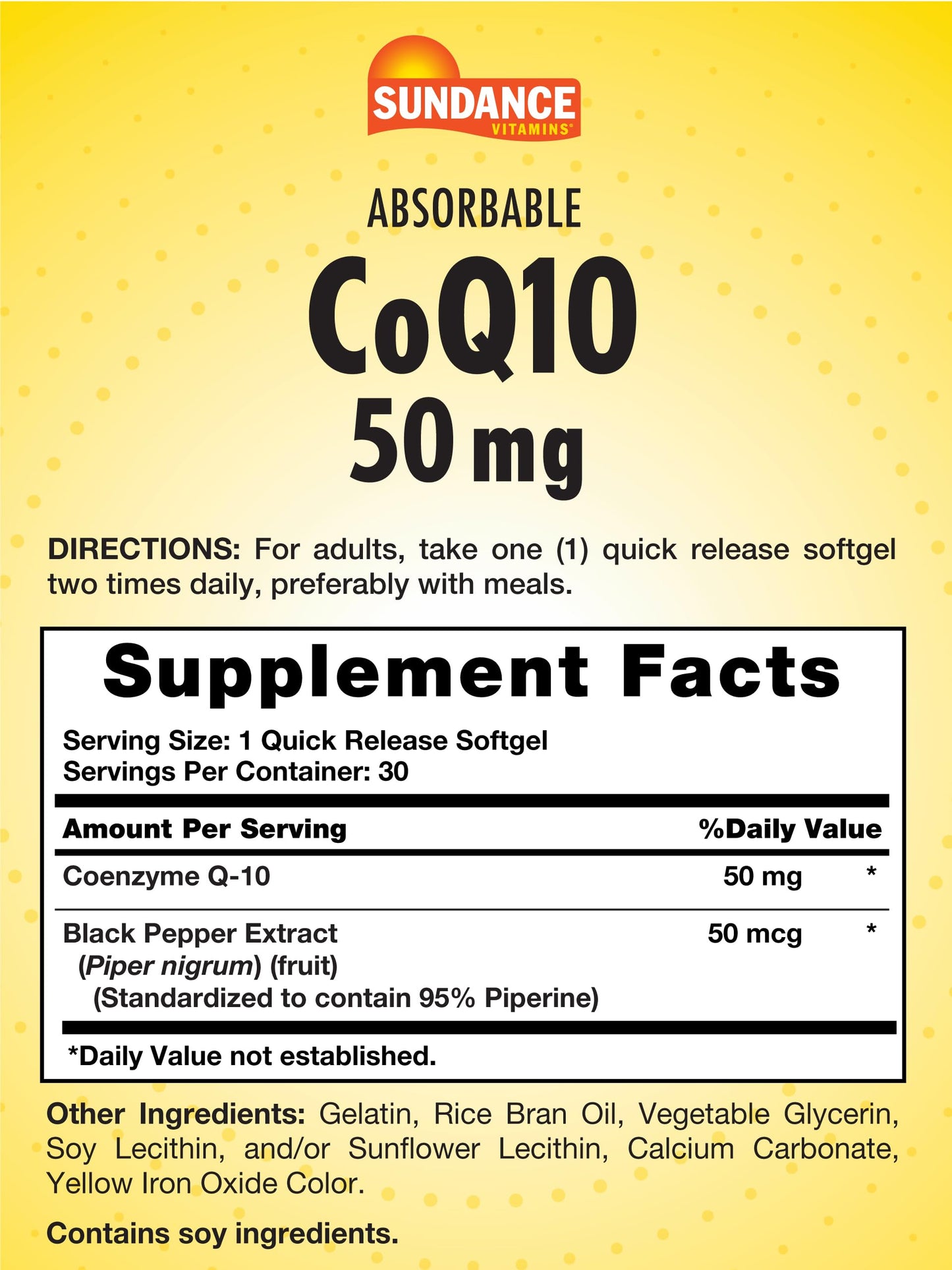 Sundance CoQ10 50mg Softgel 30 Count