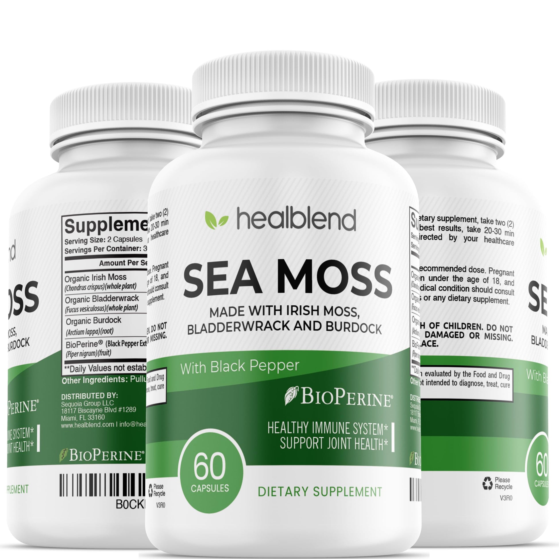 healblend Irish Moss, Bladderwrack, Burdock, & BioPerine Detox Support Capsules 60 Count