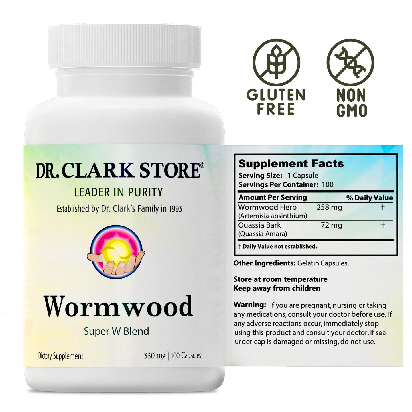 Dr Clark Store Super-W Wormwood Blend 330mg Capsules, 100 Count