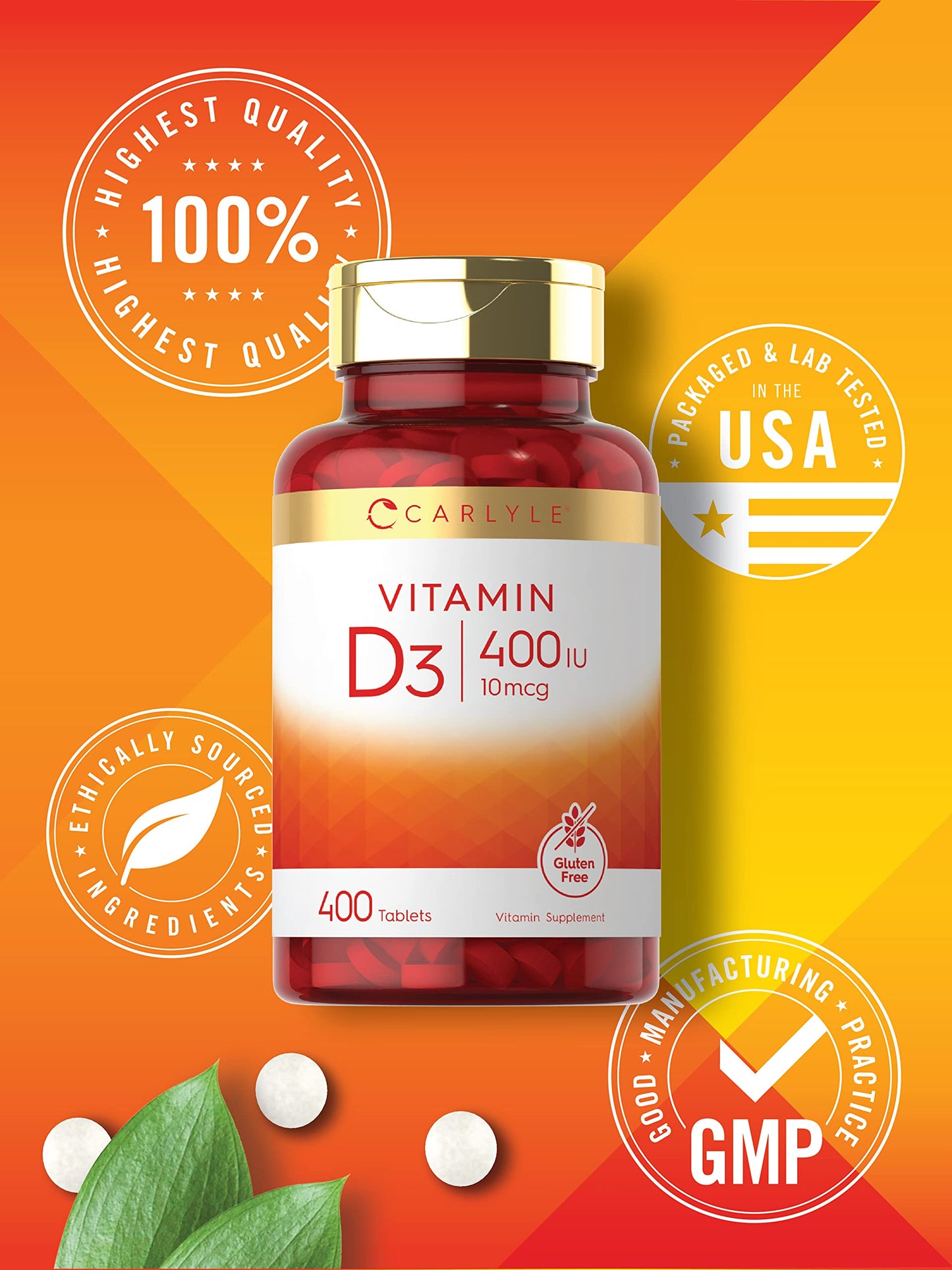 Carlyle Vitamin D3 400iu (10mcg) Tablet, 400 Tablets