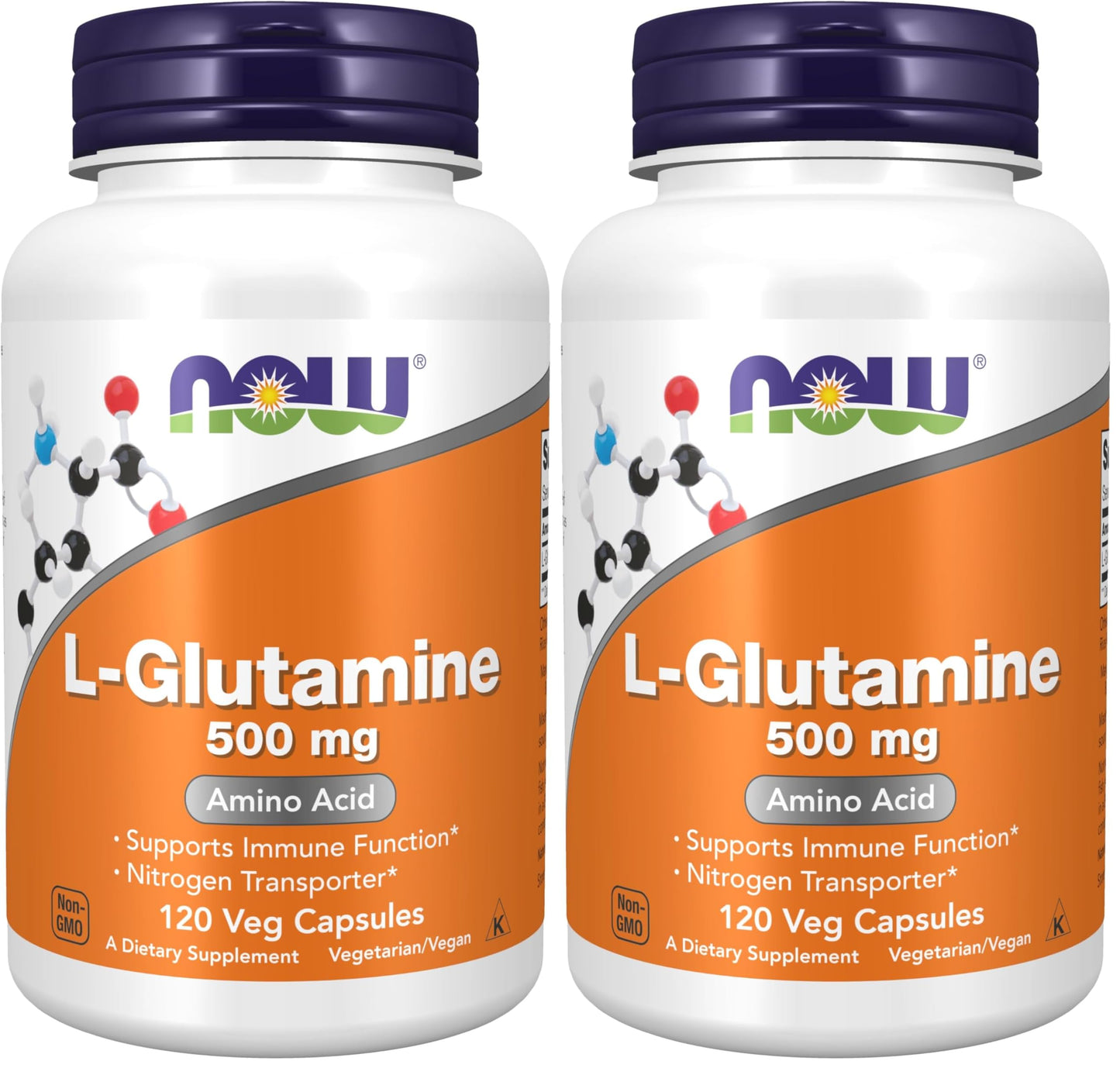 NOW Foods L-Glutamine 500 mg Nitrogen Transporter Amino Acid, 240 Capsules