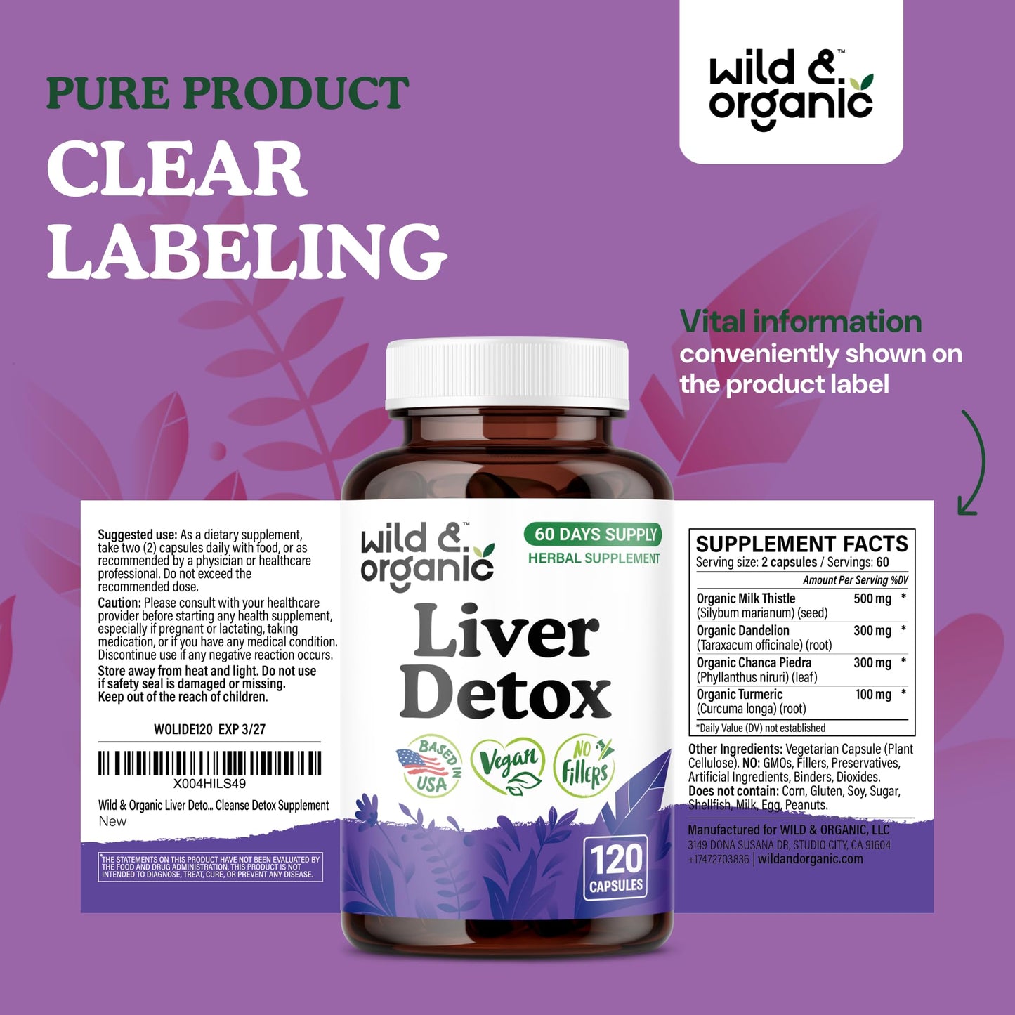 Wild & Organic Liver Detox Capsules 120 Capsules