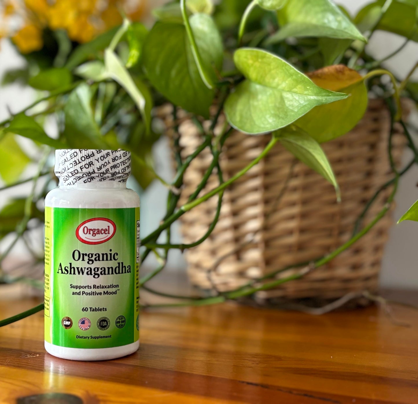 Orgacel Organic Ashwagandha 675 mg Tablet, 60 Vegan, Non-GMO Tablets