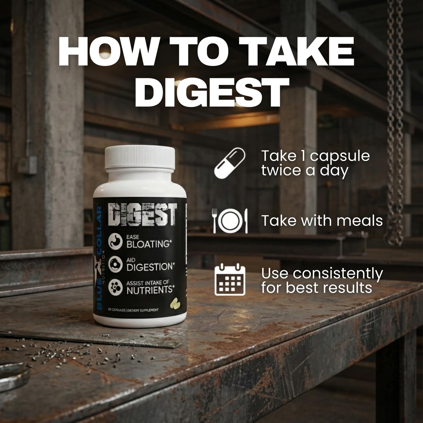 BLUE COLLAR NUTRITION Digestive Enzyme Complex 60 Capsules