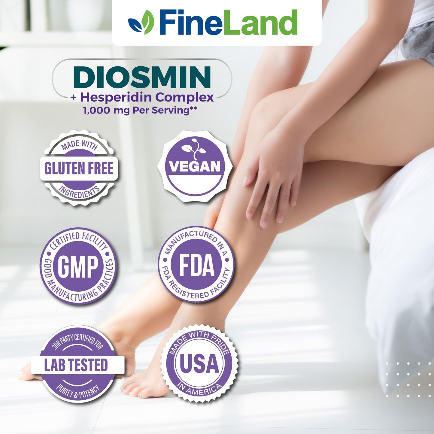 FineLand Diosmin & Hesperidin Complex 1000 mg Capsule, 120 Capsules