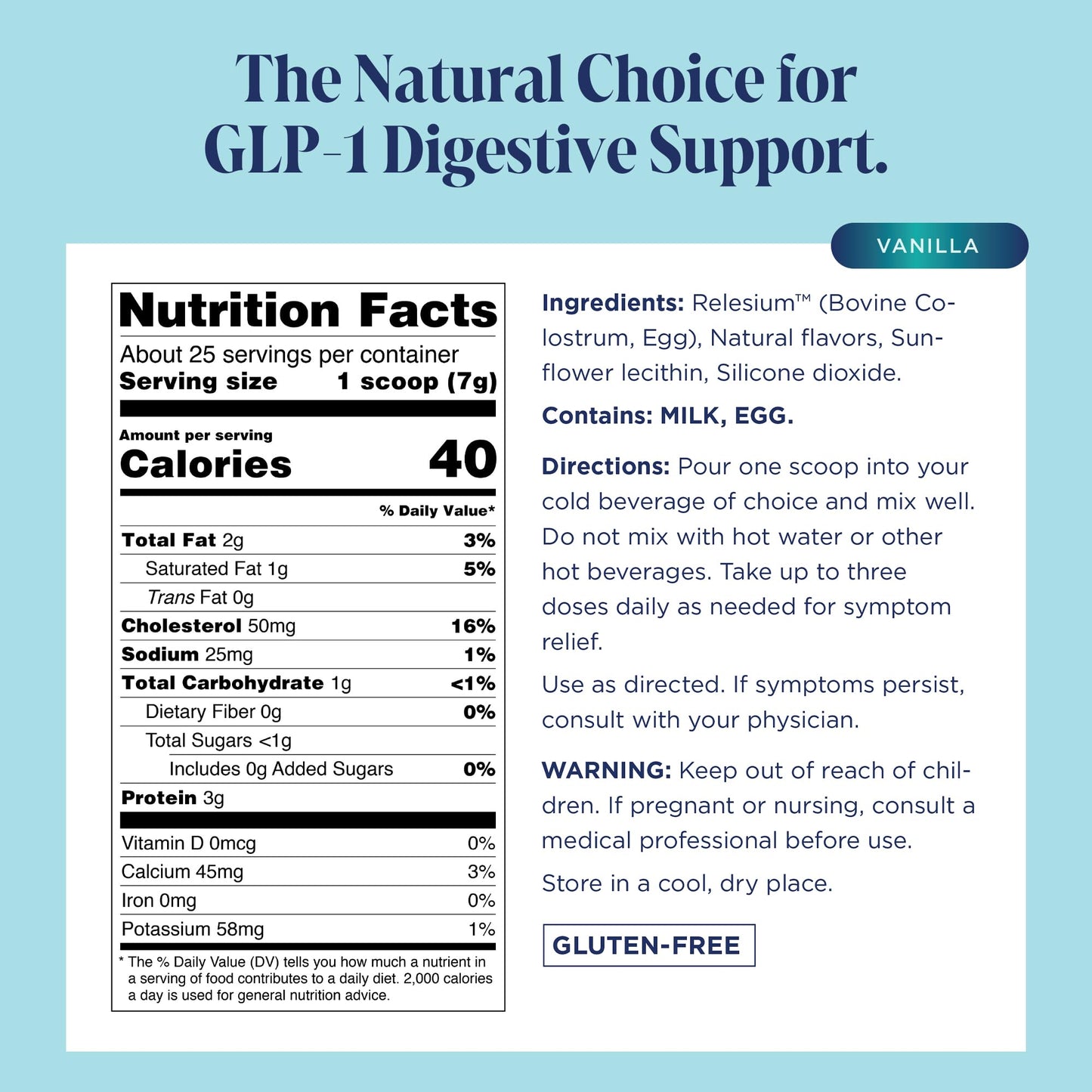 Relesium GLP-1 Digestive Health Support Powder 6.35 Ounce (Pack of 1)