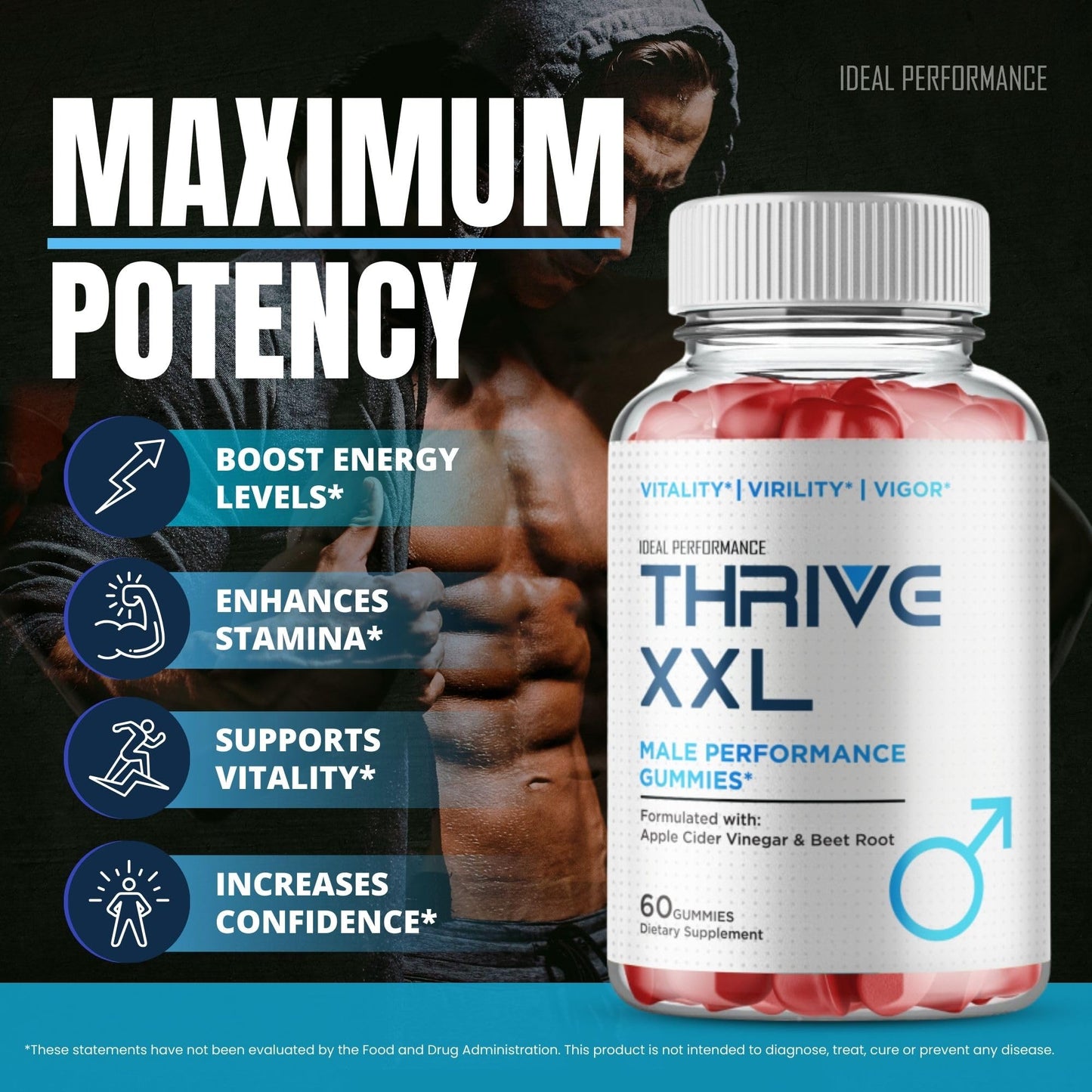 IDEAL PERFORMANCE Thrive XXL Gummy, 60 Count