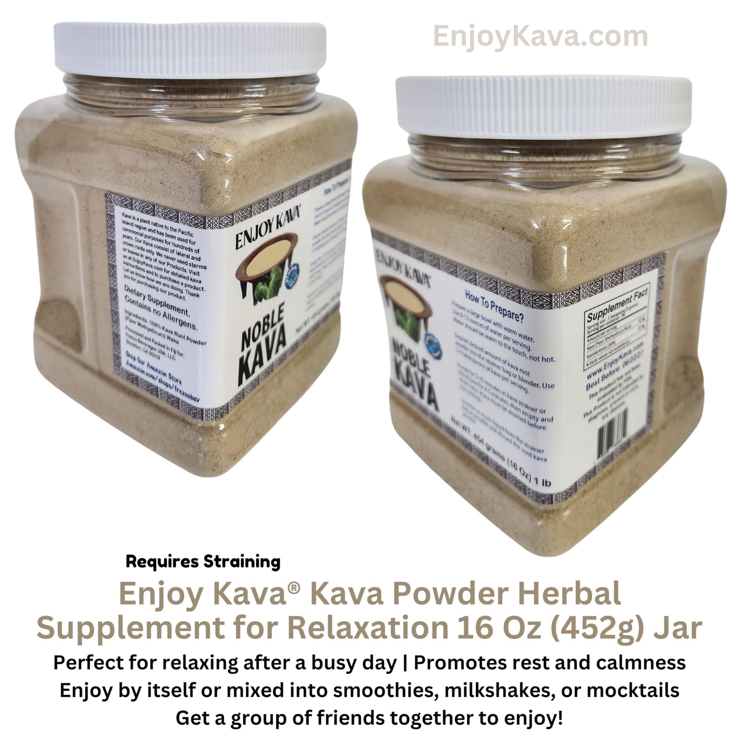 Enjoy Kava Noble KAVA Herbal Supplement for Relaxation Powder, 1