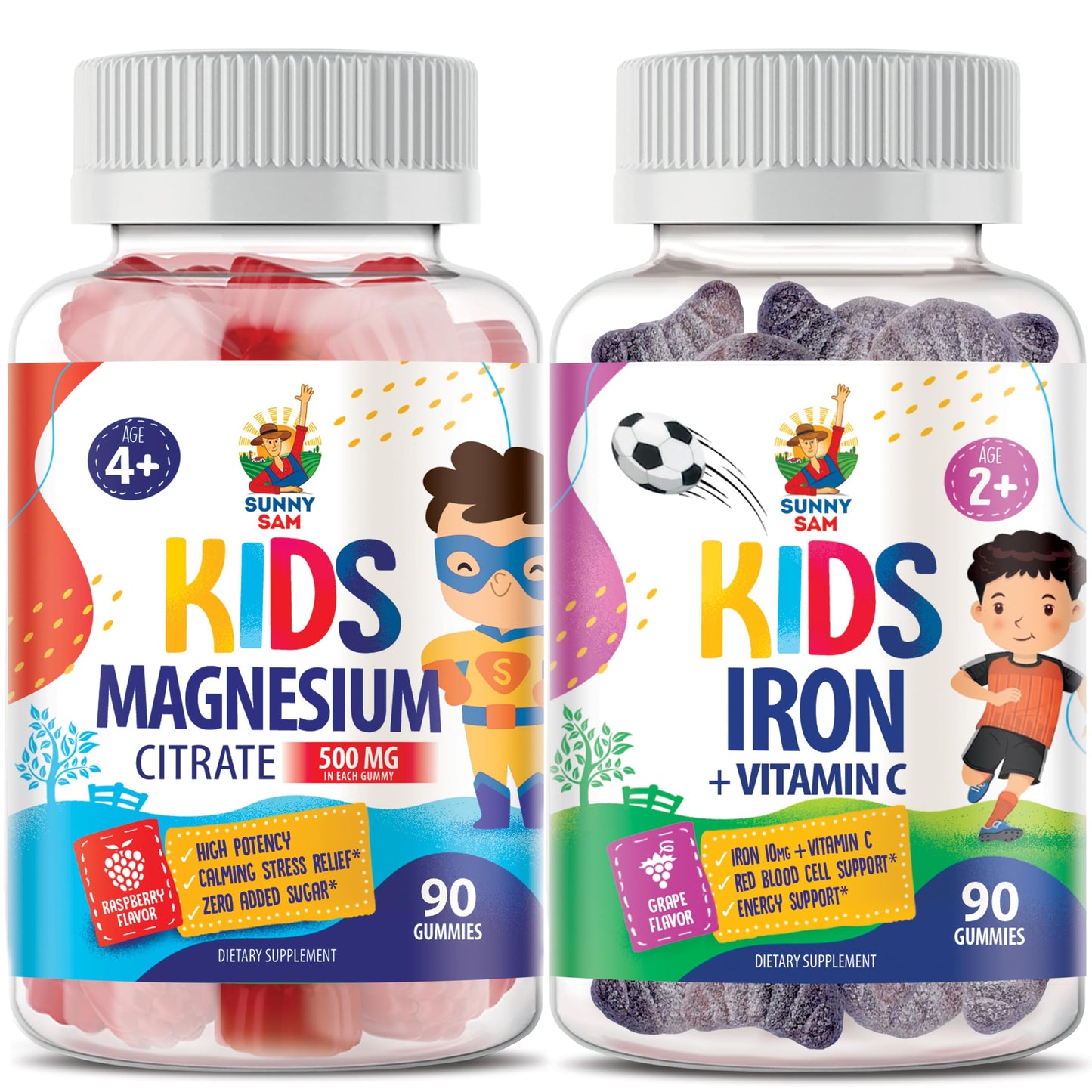 Sunny Sam Iron & Magnesium Gummies for Kids & Adults, 60 Count