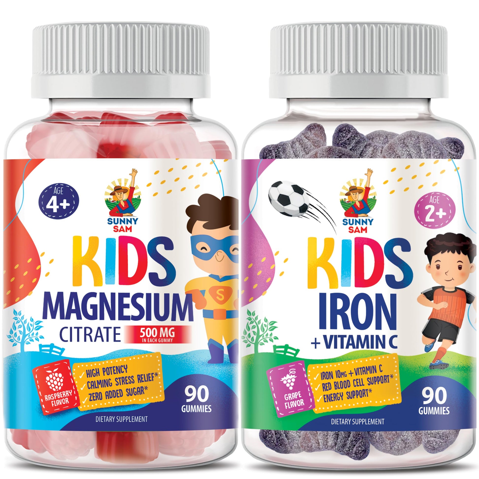 Sunny Sam Iron & Magnesium Gummies for Kids & Adults, 60 Count